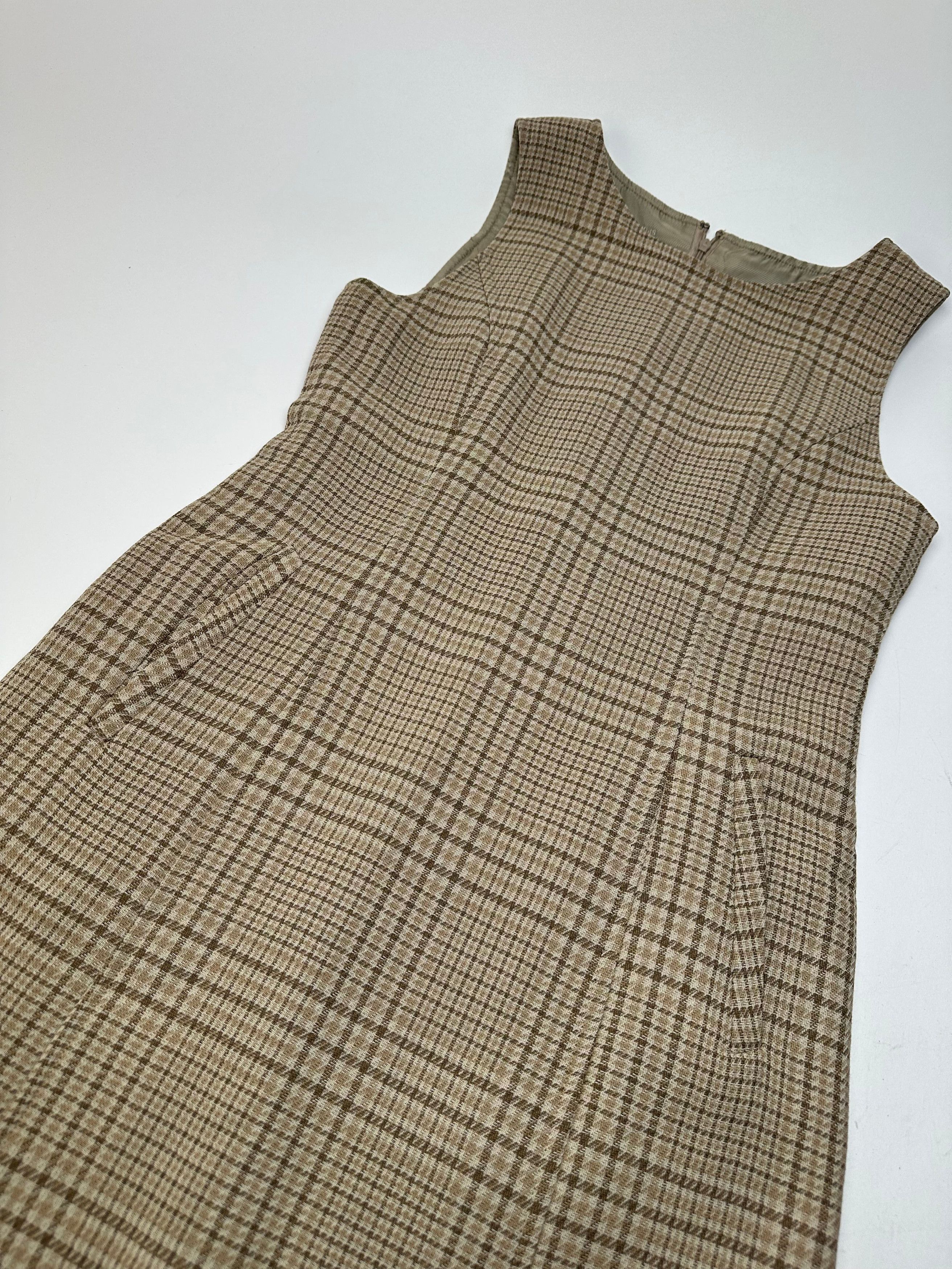 Dior Vintage Wool Checked Dress M Beige Brown Size M / US 6-8 / IT 42-44 - 8 Thumbnail