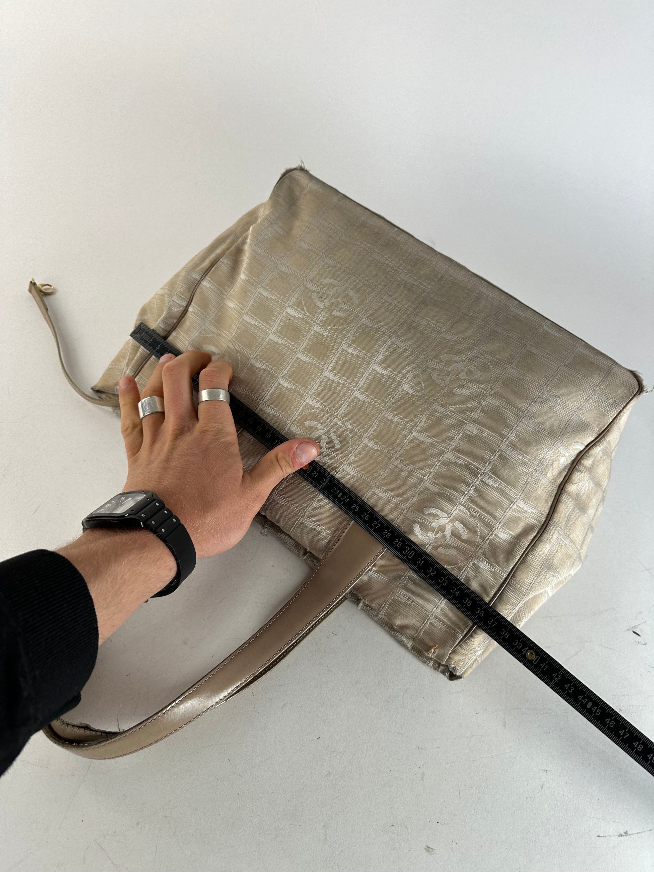 Chanel Vintage Monogram New Travel Line Canvas Leather Tote Bag Bei Size ONE SIZE - 10 Thumbnail