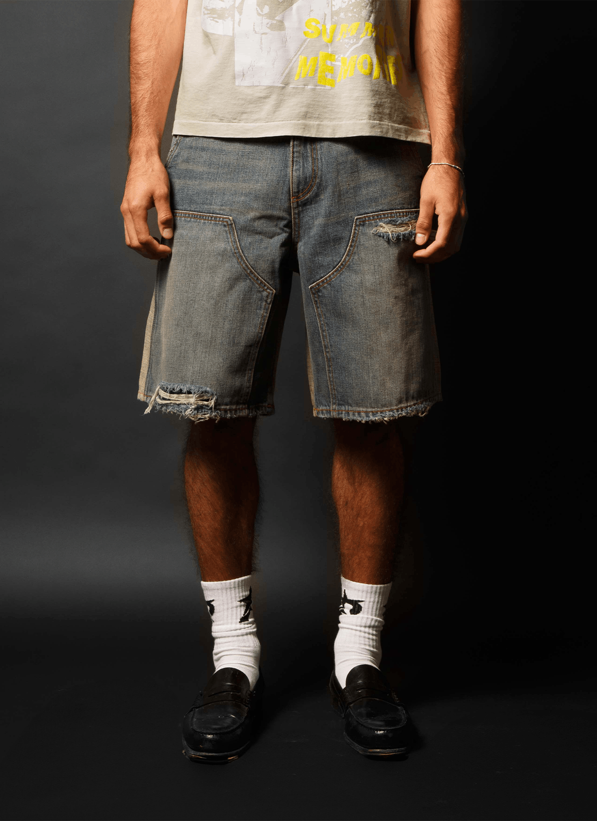 Other Pieces Harvey Split Carpenter Denim Shorts Size US 30 / EU 46 - 5 Thumbnail