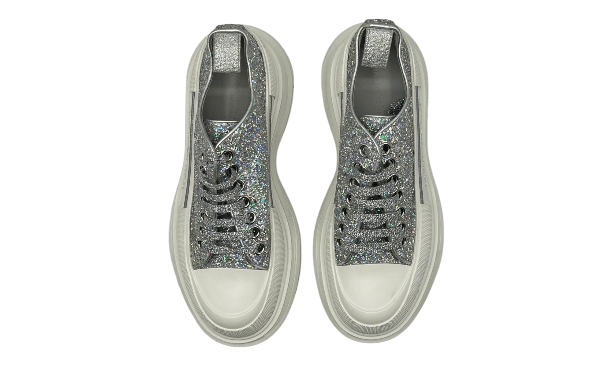 Other Alexander McQueen Wmns Tread Slick Lace Up "Holo Silver Glit Size US 5.5 / EU 38 - 4 Thumbnail