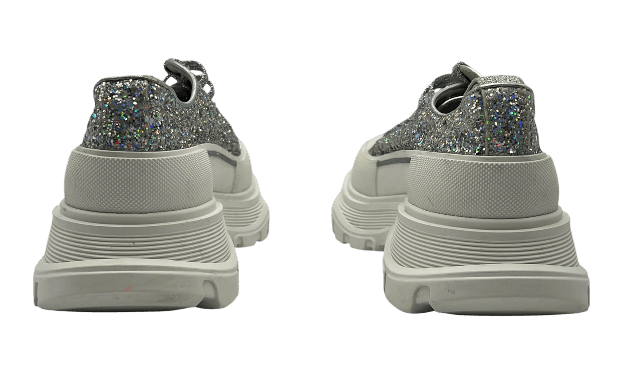 Other Alexander McQueen Wmns Tread Slick Lace Up "Holo Silver Glit Size US 5.5 / EU 38 - 5 Thumbnail