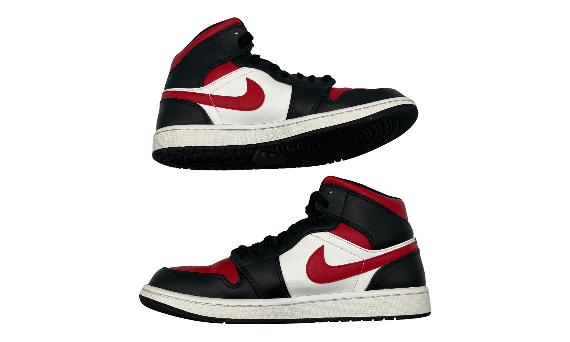 Other Jordan 1 Mid Black Chile Red White (Preowned) (No Box) Size US 9.5 / EU 42-43 - 3 Thumbnail