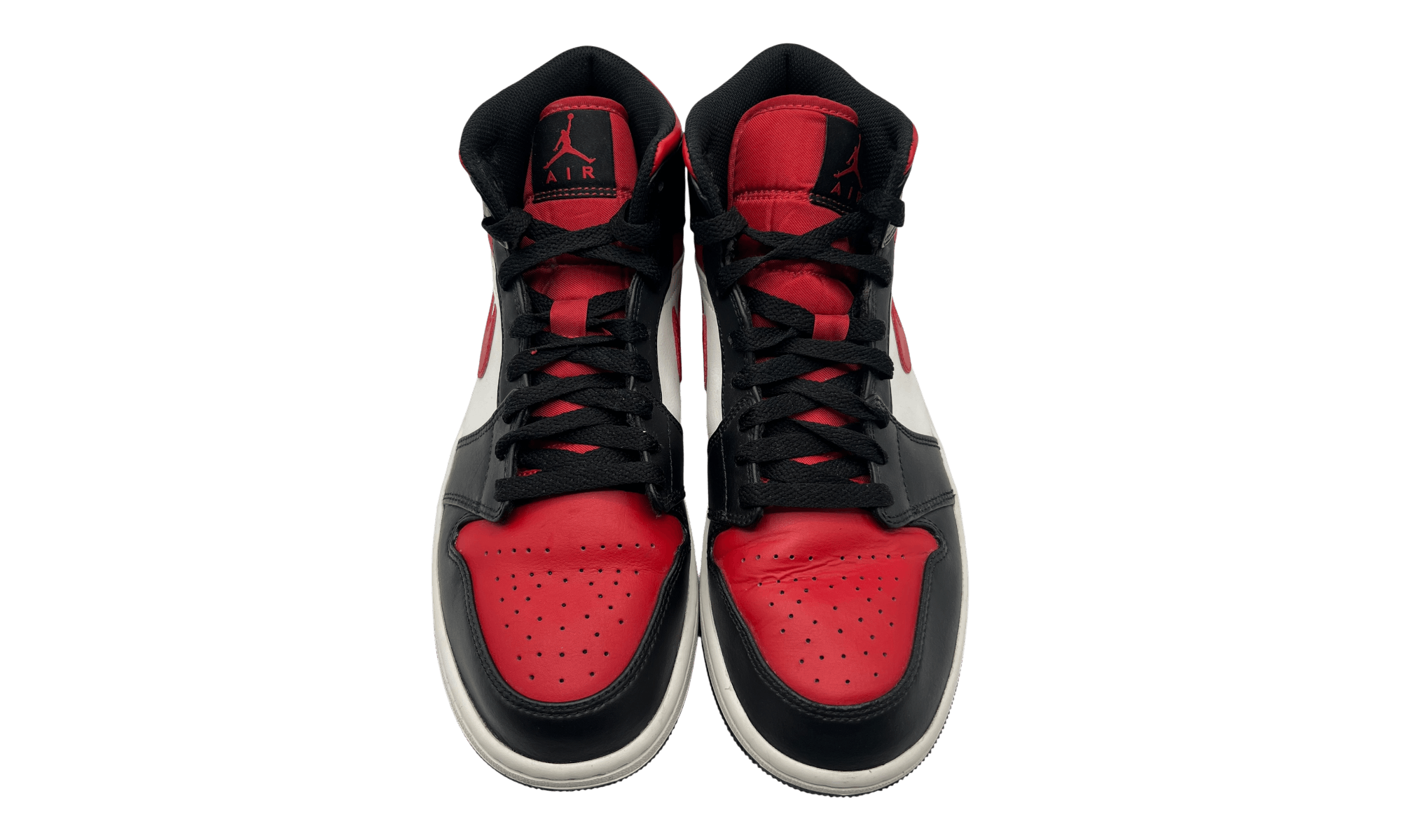 Other Jordan 1 Mid Black Chile Red White (Preowned) (No Box) Size US 9.5 / EU 42-43 - 4 Thumbnail
