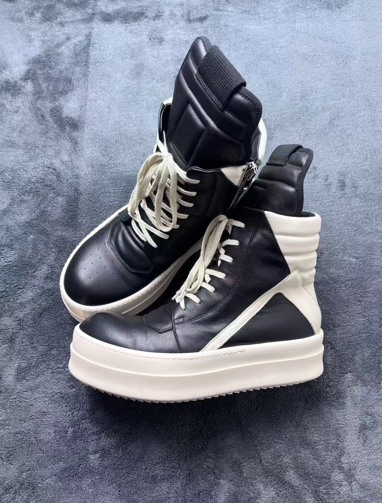Rick Owens Rick Owens Leather Black Hitop Sneakers 24 Men Size US 10 / EU 43 - 4 Thumbnail