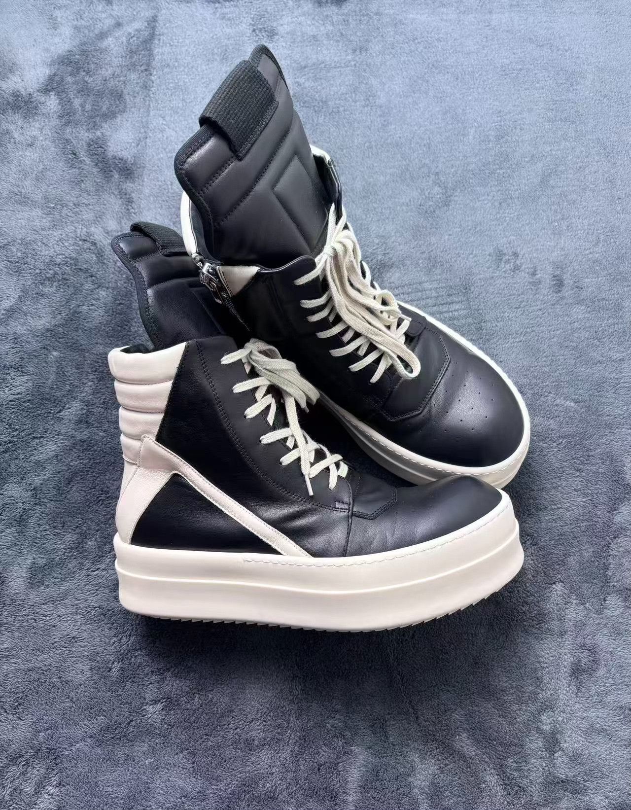 Rick Owens Rick Owens Leather Black Hitop Sneakers 24 Men Size US 10 / EU 43 - 3 Thumbnail