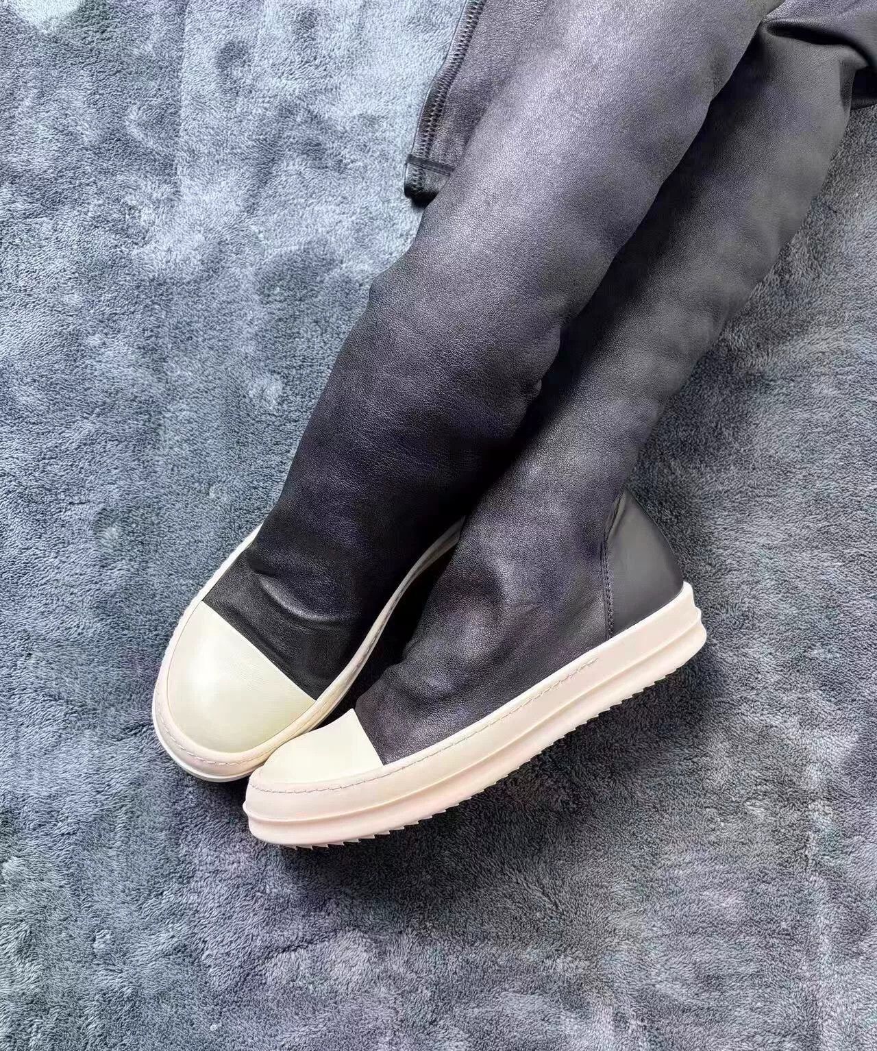 Rick Owens Rick Owens Leather Long White Lowtop Sneakers 38 Men Size US 6 / EU 39 - 6 Thumbnail