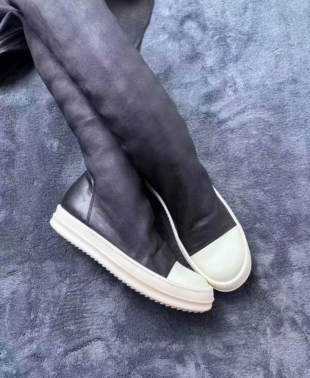 Rick Owens Rick Owens Leather Long White Lowtop Sneakers 38 Men Size US 6 / EU 39 - 2 Thumbnail