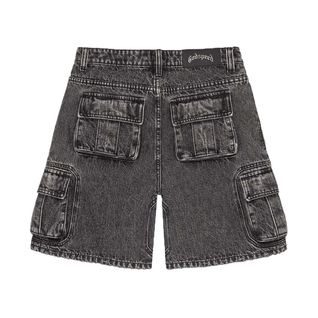 Godspeed Octagon Cargo Denim Shorts Grey Wash Size US 34 / EU 50 - 2 Thumbnail