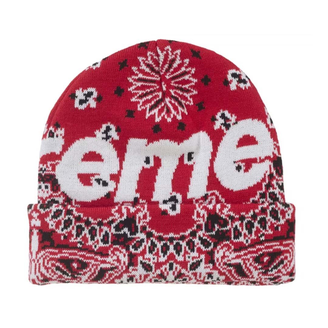 Supreme Bandana Big Logo Beanie Red Size ONE SIZE - 2 Thumbnail