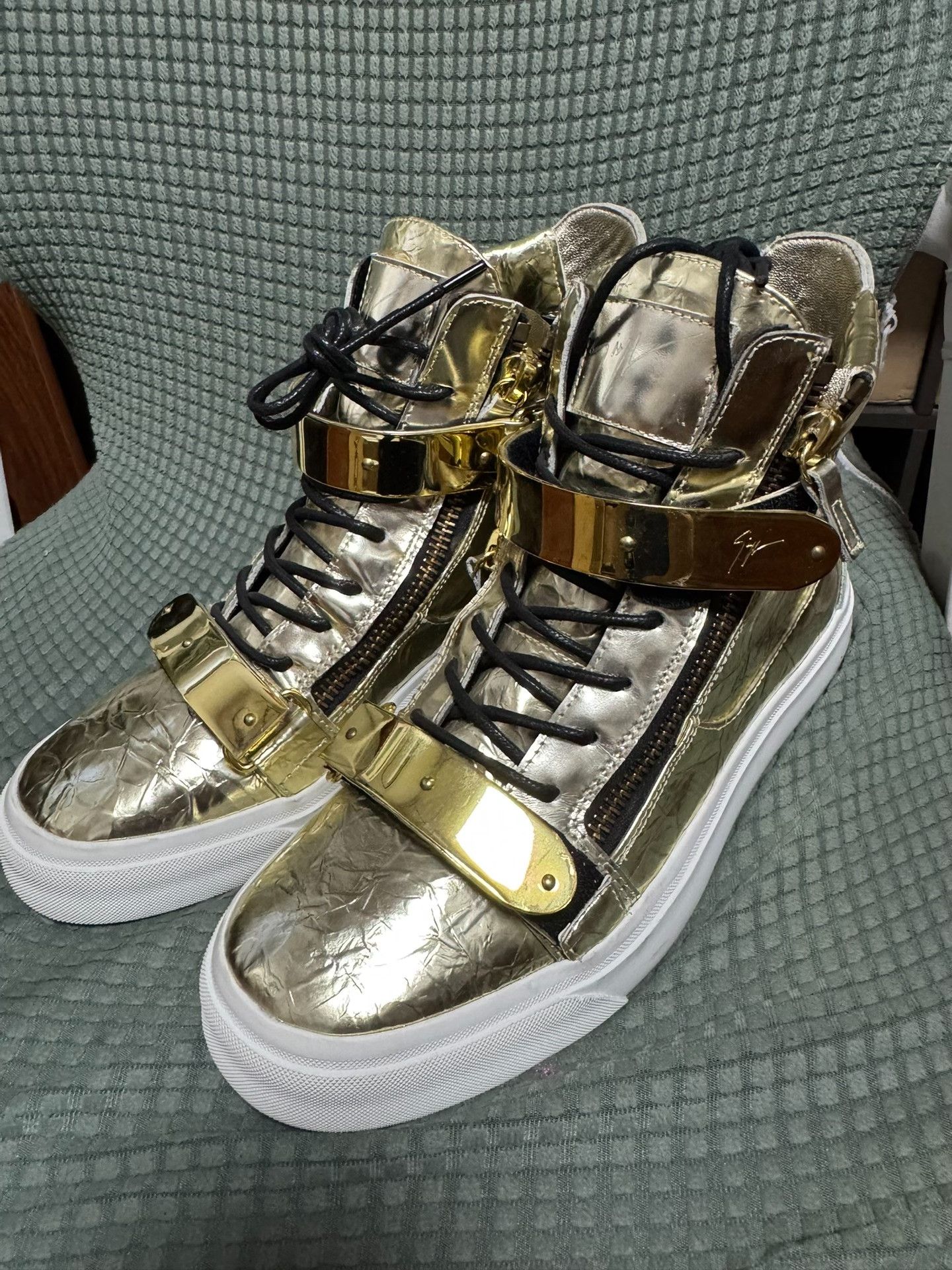 Giuseppe Zanotti Giuseppe Zanotti Gold Hitop Sneakers S Men Size US 10 / EU 43 - 2 Thumbnail