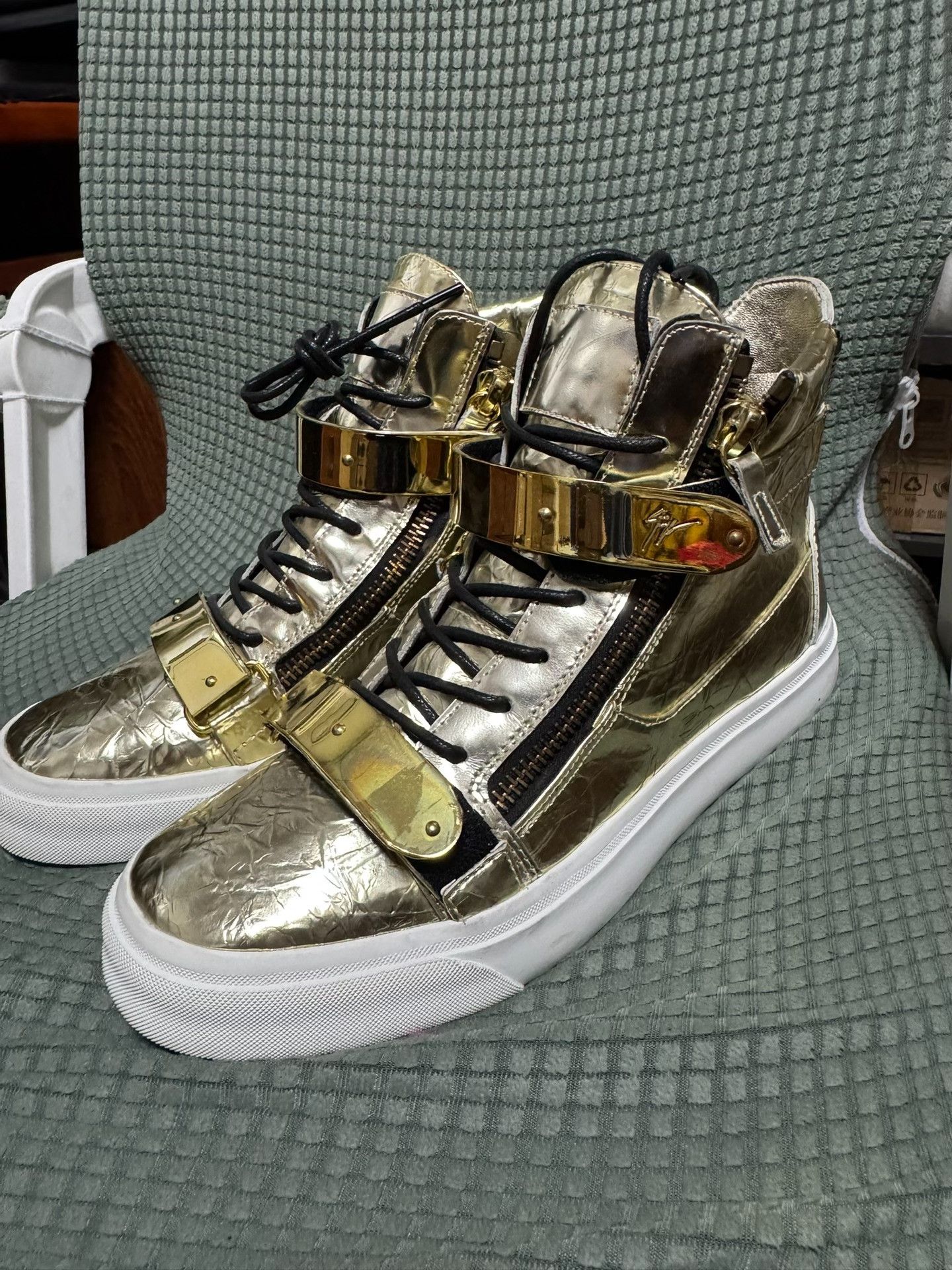 Giuseppe Zanotti Giuseppe Zanotti Gold Hitop Sneakers S Men Size US 10 / EU 43 - 3 Thumbnail