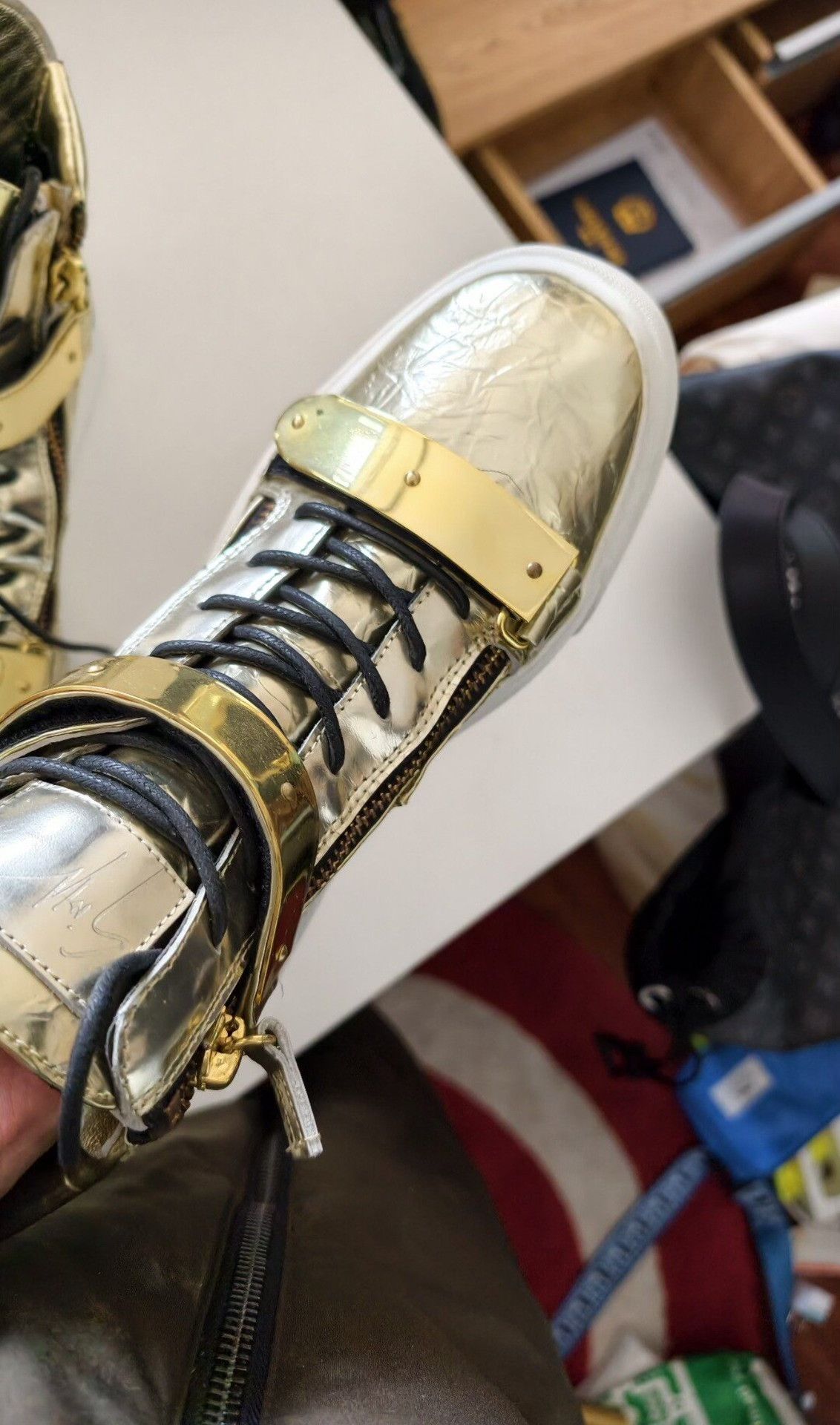 Giuseppe Zanotti Giuseppe Zanotti Gold Hitop Sneakers S Men Size US 10 / EU 43 - 7 Thumbnail