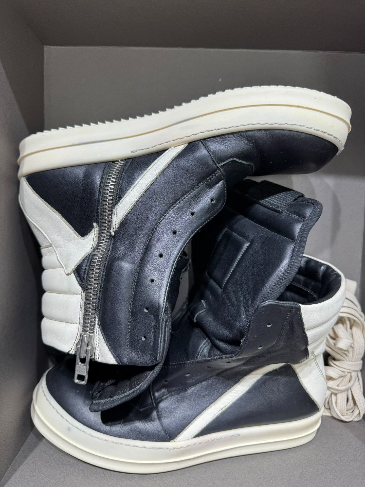 Rick Owens Rick Owens Leather Black Hitop Sneakers 40 Men Size US 7.5 / EU 40-41 - 4 Thumbnail