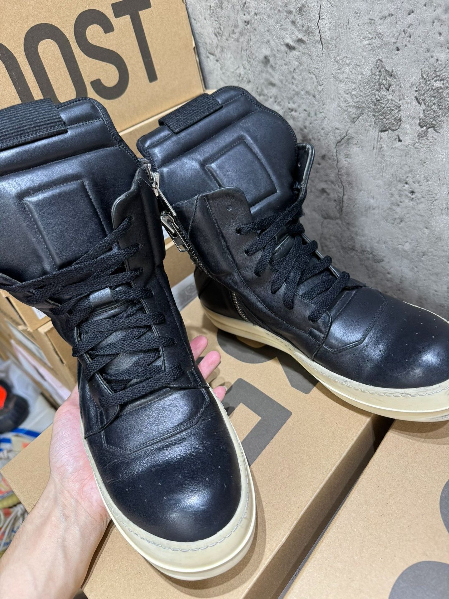 Rick Owens Rick Owens Leather Black Hitop Sneakers 41 Men Size US 8.5 / EU 41-42 - 7 Thumbnail