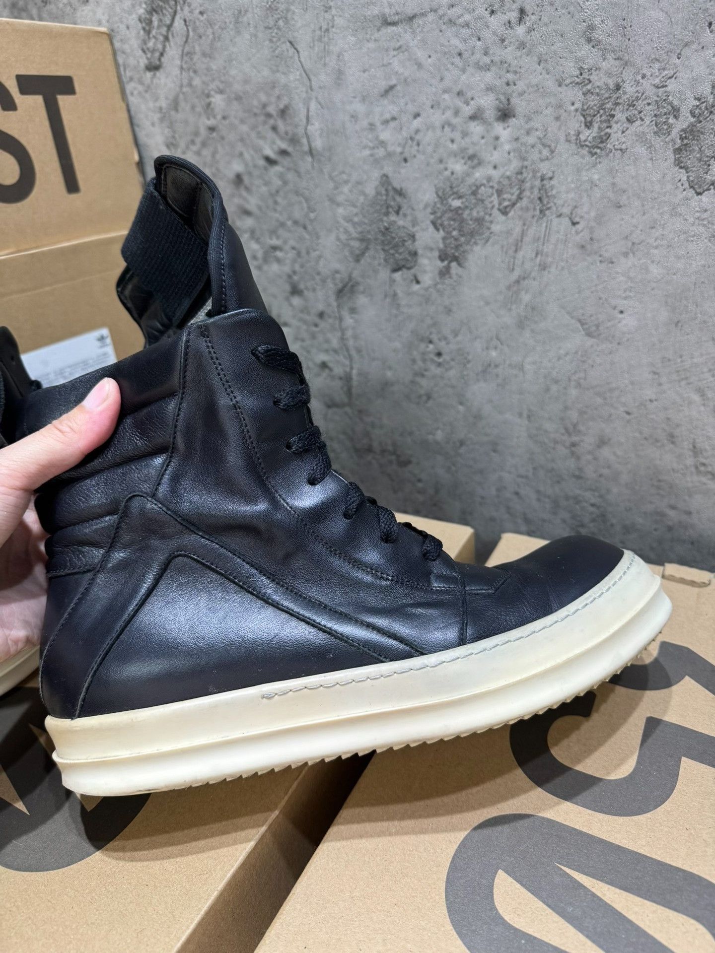 Rick Owens Rick Owens Leather Black Hitop Sneakers 41 Men Size US 8.5 / EU 41-42 - 2 Thumbnail