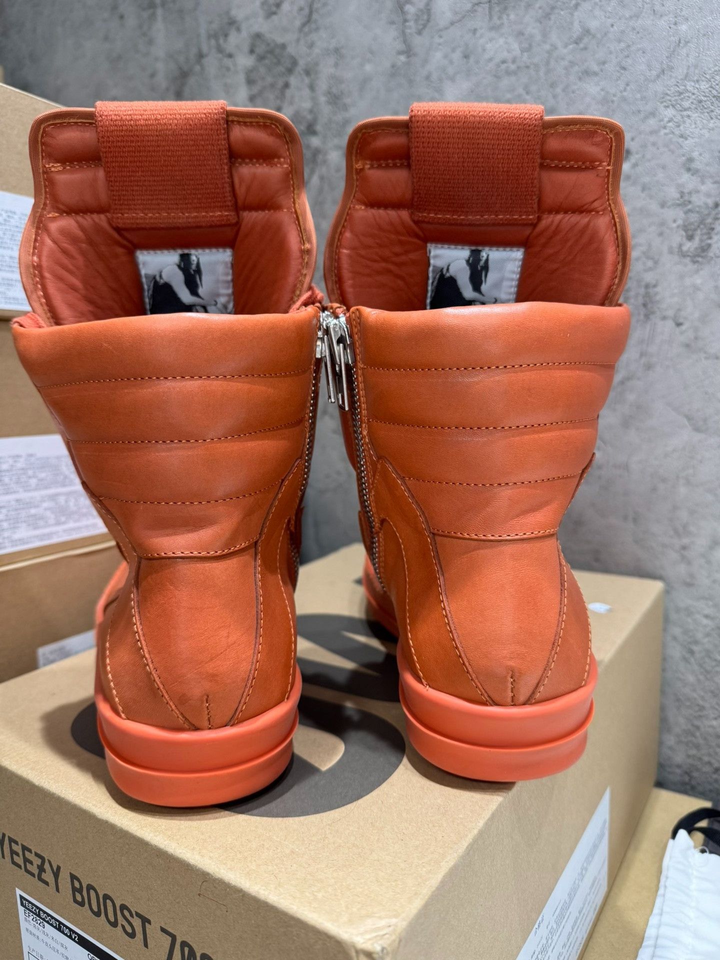 Rick Owens Rick Owens Leather Orange Hitop Sneakers 40 Men Size US 7.5 / EU 40-41 - 3 Thumbnail