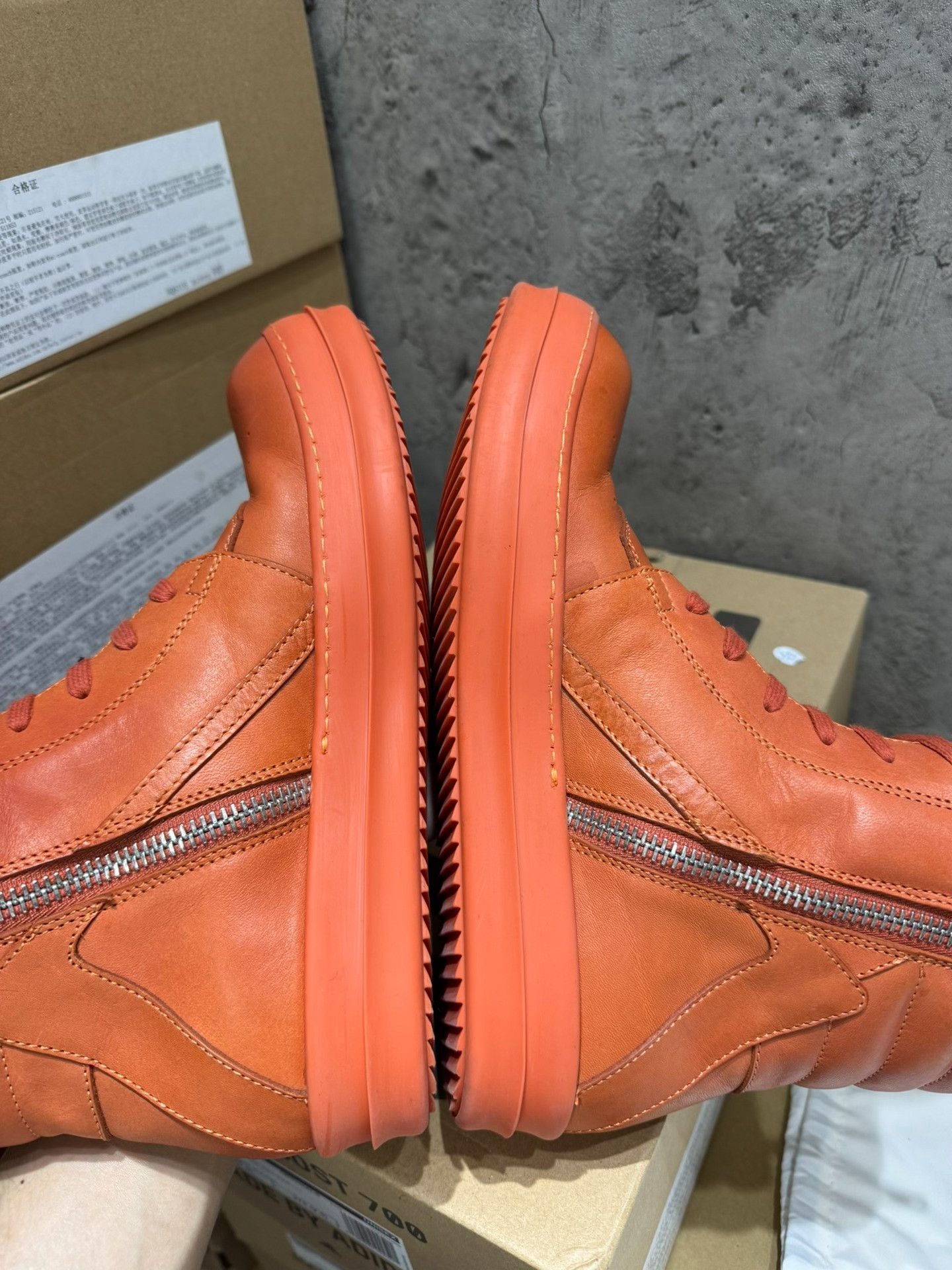 Rick Owens Rick Owens Leather Orange Hitop Sneakers 40 Men Size US 7.5 / EU 40-41 - 6 Thumbnail