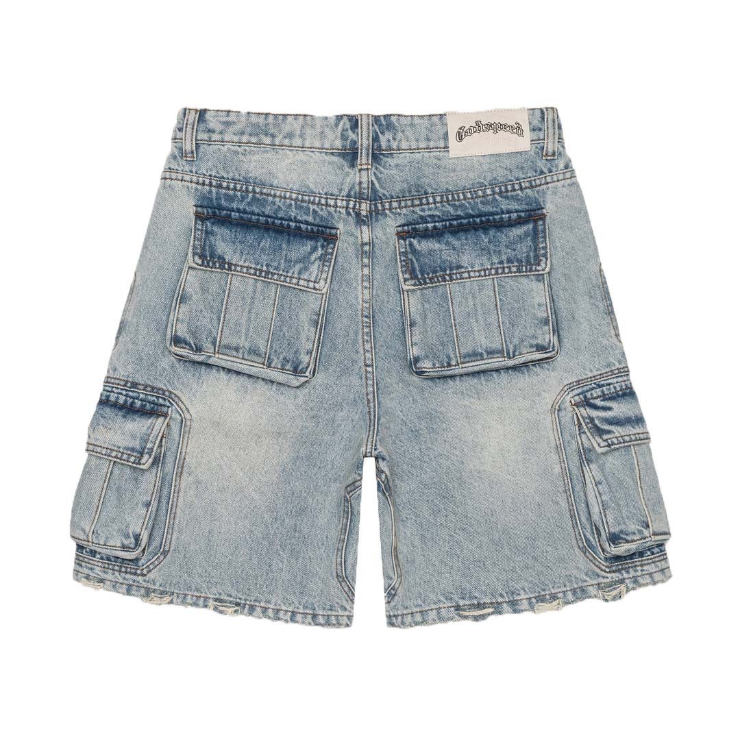 Godspeed Octagon Cargo Denim Shorts Blue Size US 30 / EU 46 - 2 Thumbnail