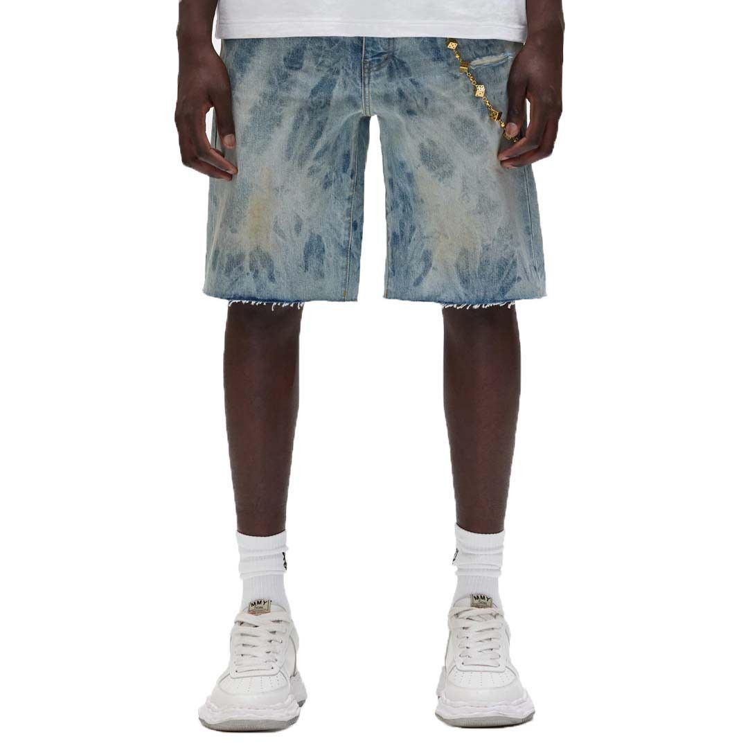 Purple Brand Mixed Paint Blue Jean Shorts Size US 32 / EU 48 - 2 Thumbnail