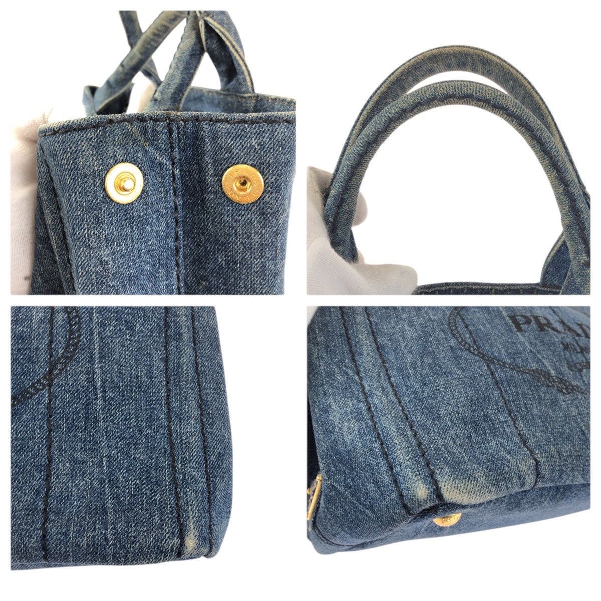 Prada Prada Prada Canapa Denim Tote Bag Textile Tote Bag DUTY FREE for USA Size ONE SIZE - 5 Thumbnail