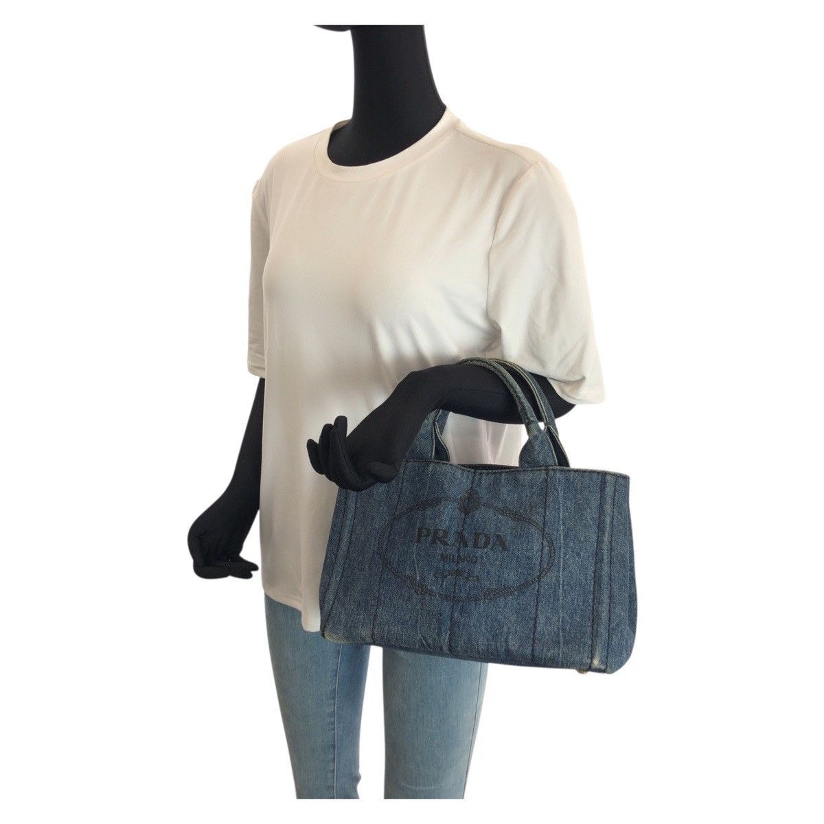 Prada Prada Prada Canapa Denim Tote Bag Textile Tote Bag DUTY FREE for USA Size ONE SIZE - 7 Thumbnail