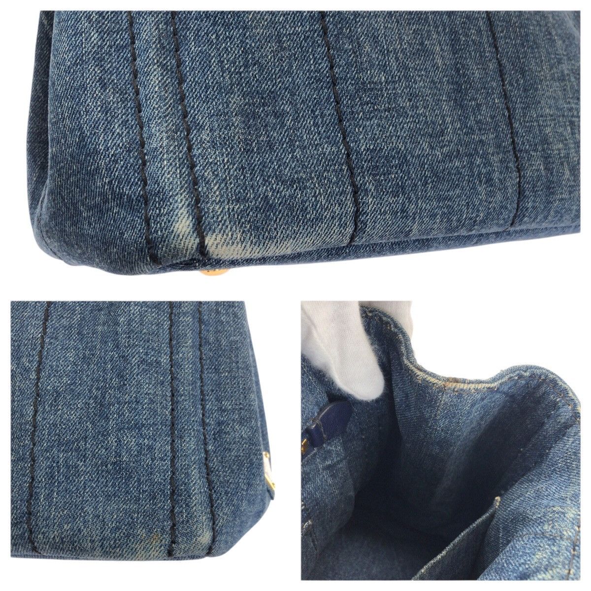 Prada Prada Prada Canapa Denim Tote Bag Textile Tote Bag DUTY FREE for USA Size ONE SIZE - 6 Thumbnail