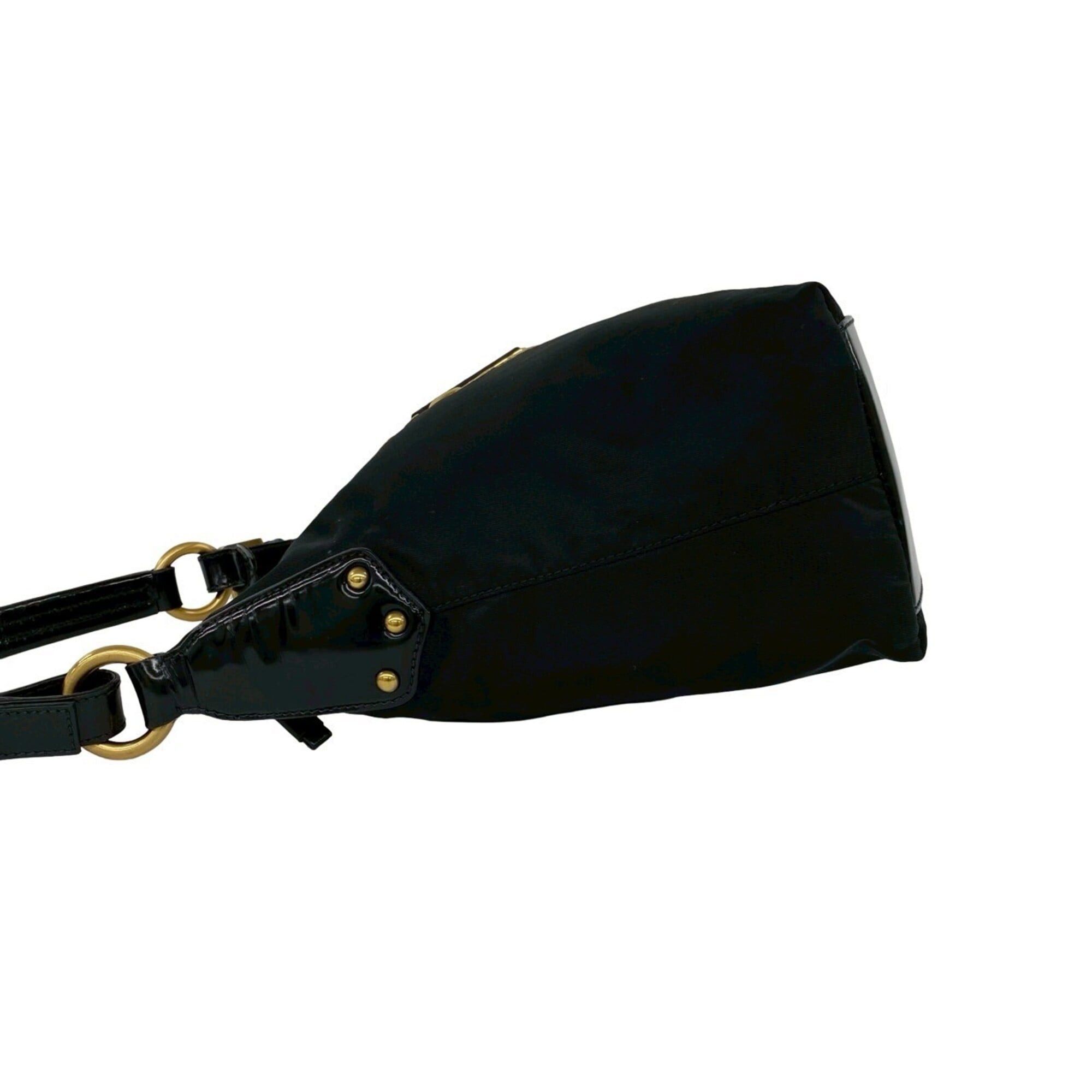 Prada PRADA Triangle Logo Hardware Nylon Patent Leather Genuine Studded Semi One Shoulder Bag Black 27985 Size ONE SIZE - 5 Thumbnail