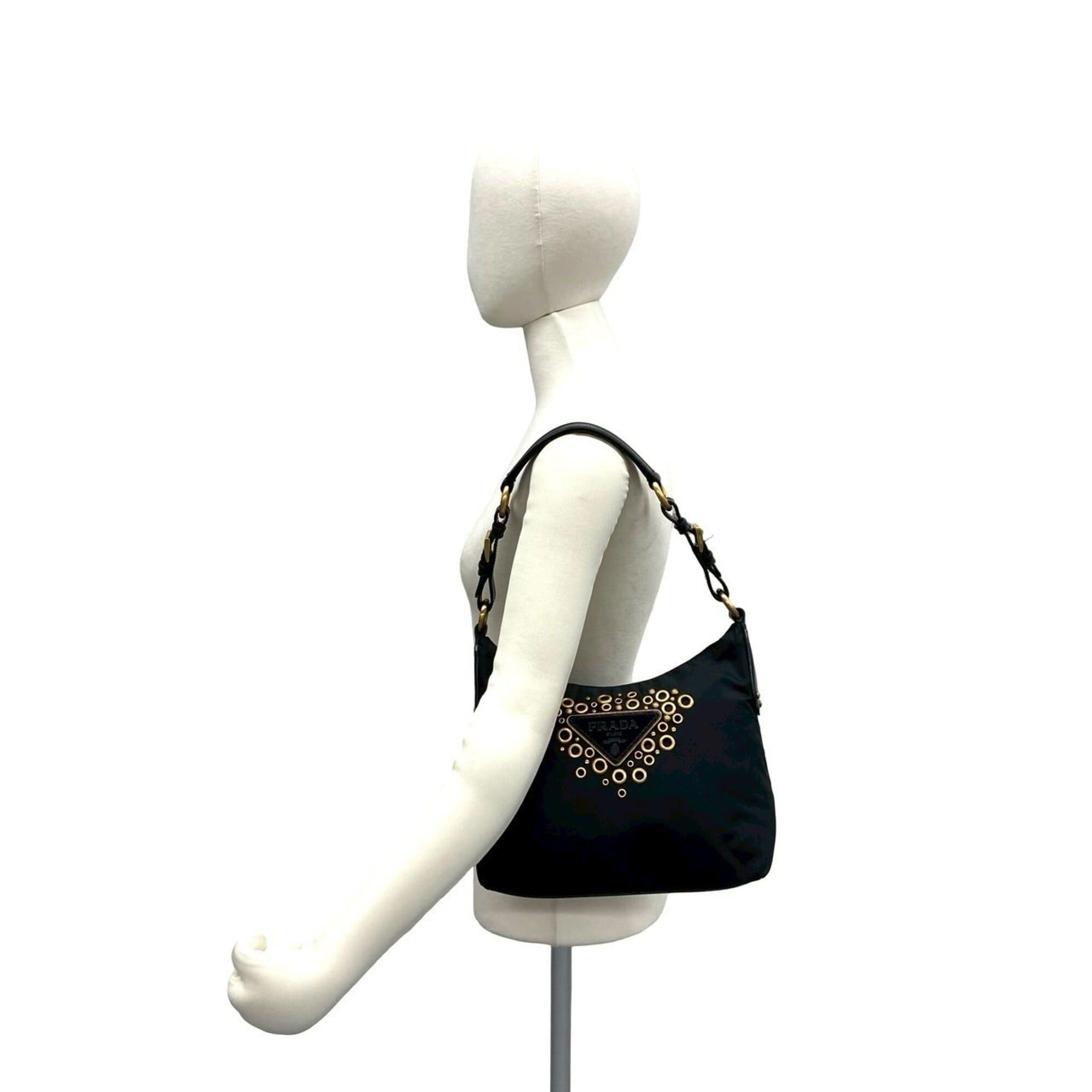 Prada PRADA Triangle Logo Hardware Nylon Patent Leather Genuine Studded Semi One Shoulder Bag Black 27985 Size ONE SIZE - 2 Thumbnail