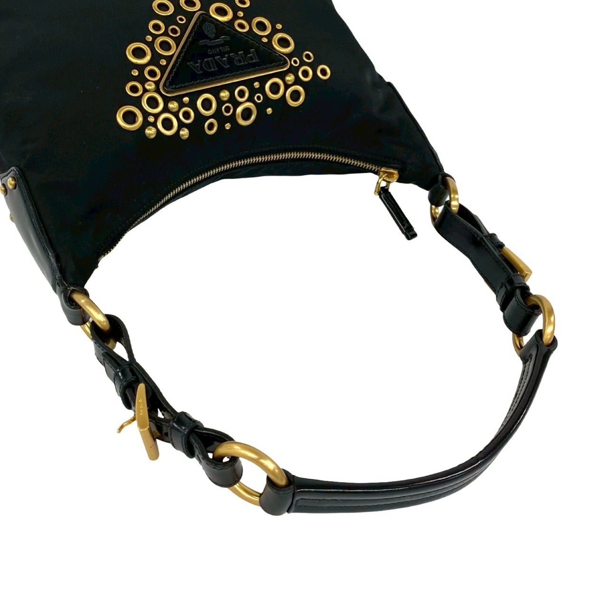 Prada PRADA Triangle Logo Hardware Nylon Patent Leather Genuine Studded Semi One Shoulder Bag Black 27985 Size ONE SIZE - 4 Thumbnail