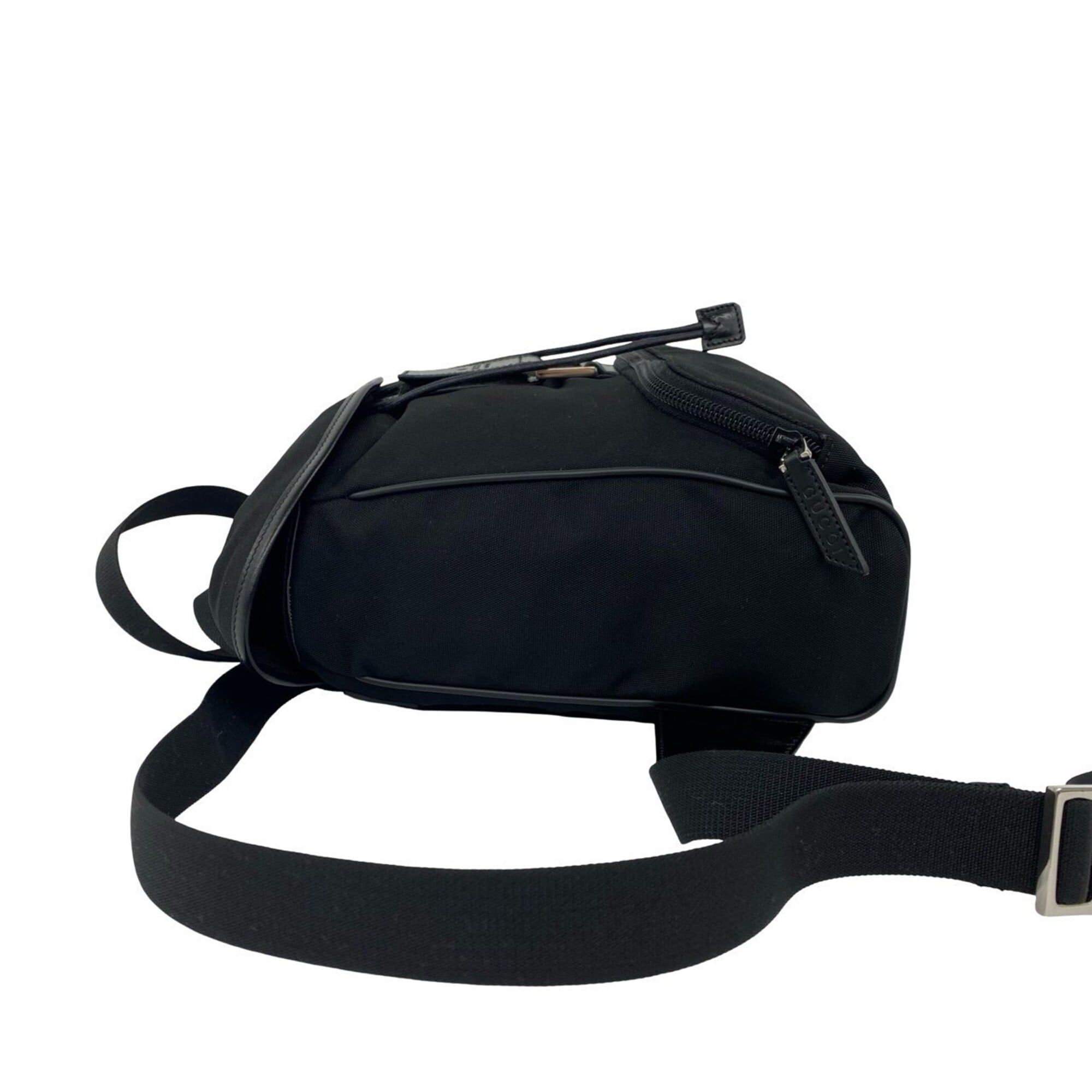 Gucci GUCCI Logo Engraved Nylon Leather Drawstring Mini Backpack Daypack Black 39141 Size ONE SIZE - 5 Thumbnail