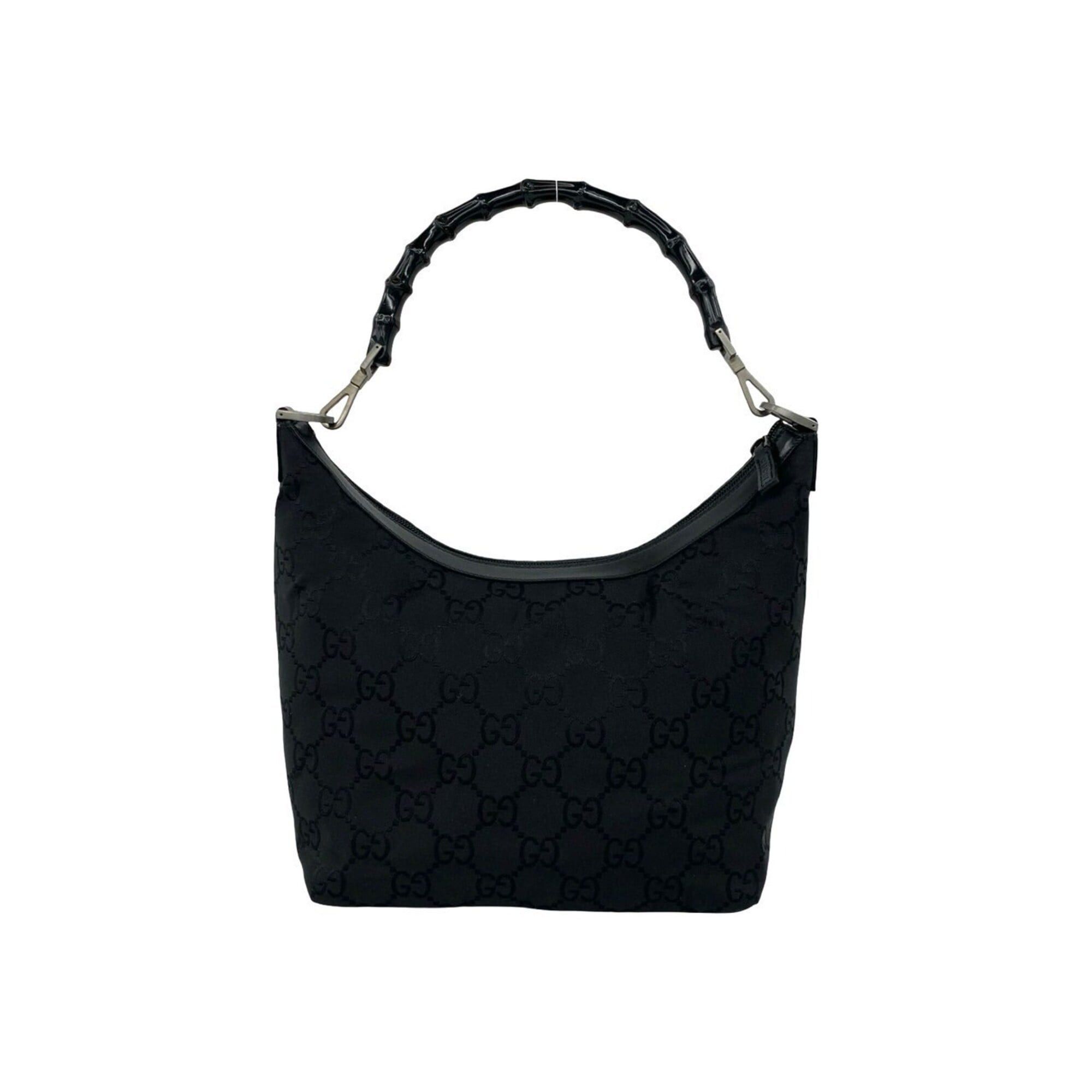 Gucci GUCCI Bamboo GG Logo Nylon Leather Genuine Handbag Mini Tote Bag Semi Shoulder Black 02622 Size ONE SIZE - 3 Thumbnail