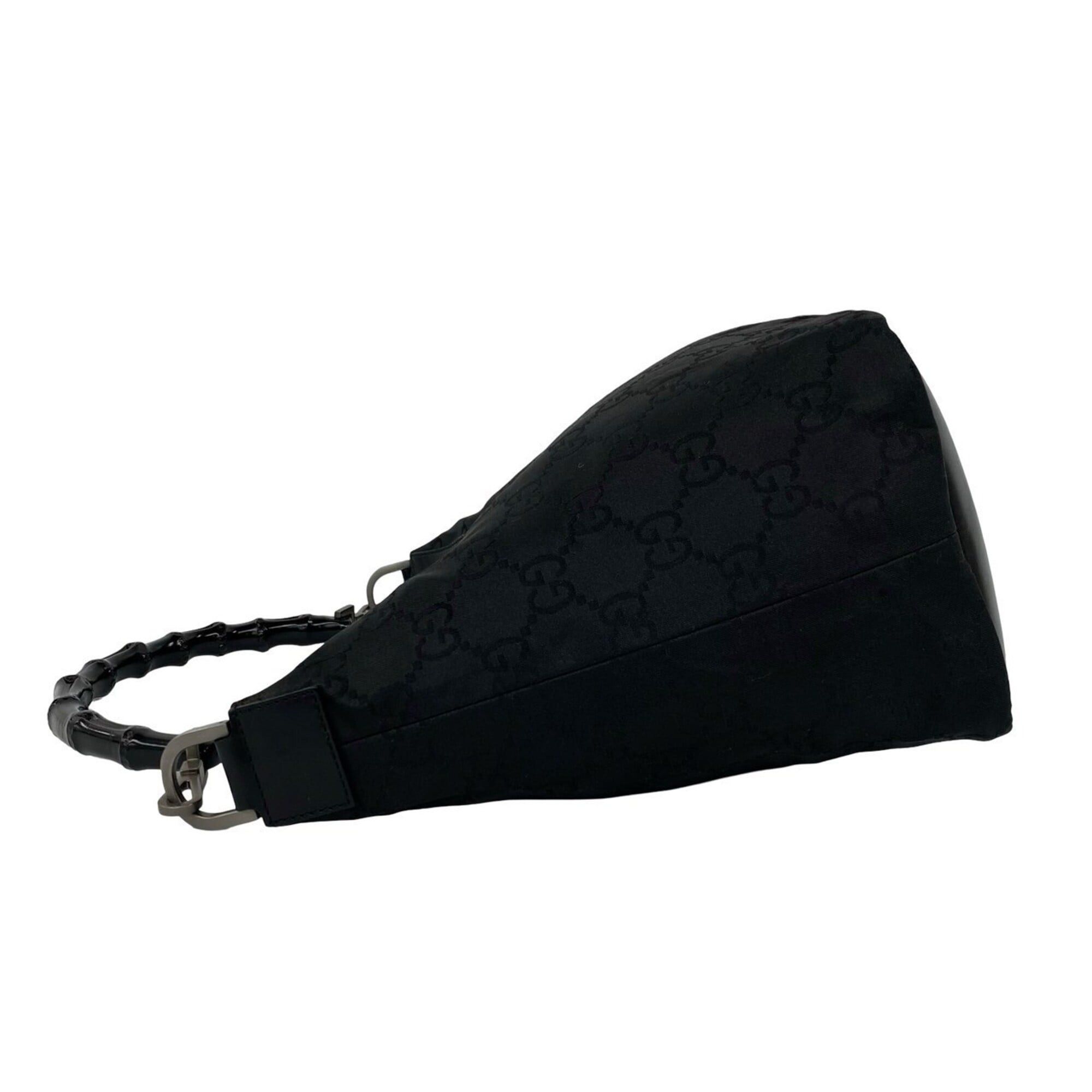 Gucci GUCCI Bamboo GG Logo Nylon Leather Genuine Handbag Mini Tote Bag Semi Shoulder Black 02622 Size ONE SIZE - 5 Thumbnail