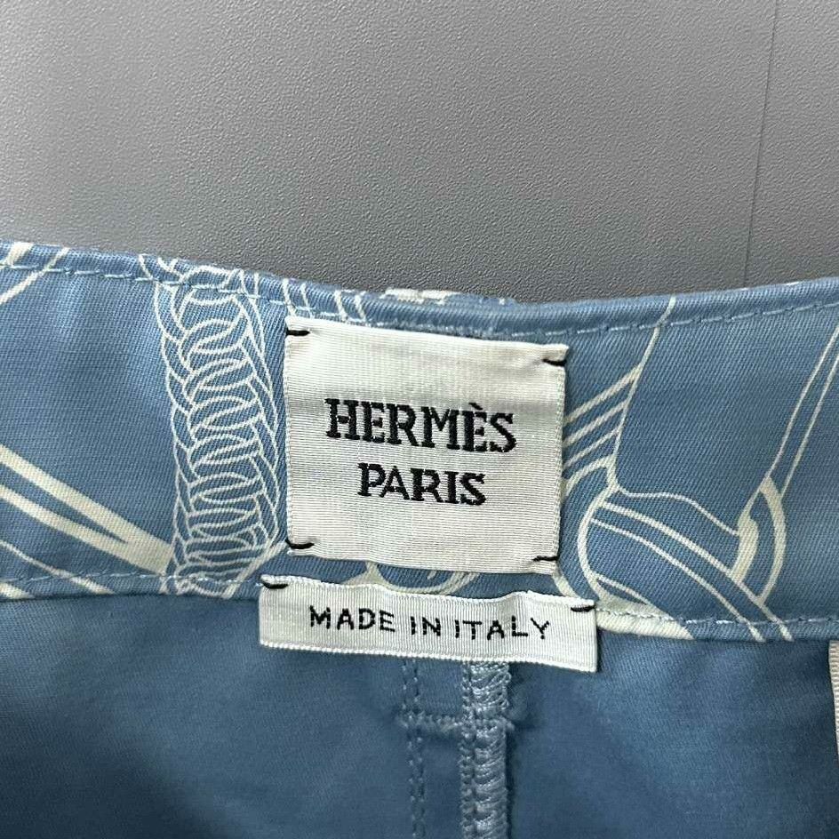 Hermes Hermes Denim Printed Blue Skirt 28 Women Size 28" / US 6 / IT 42 - 5 Thumbnail