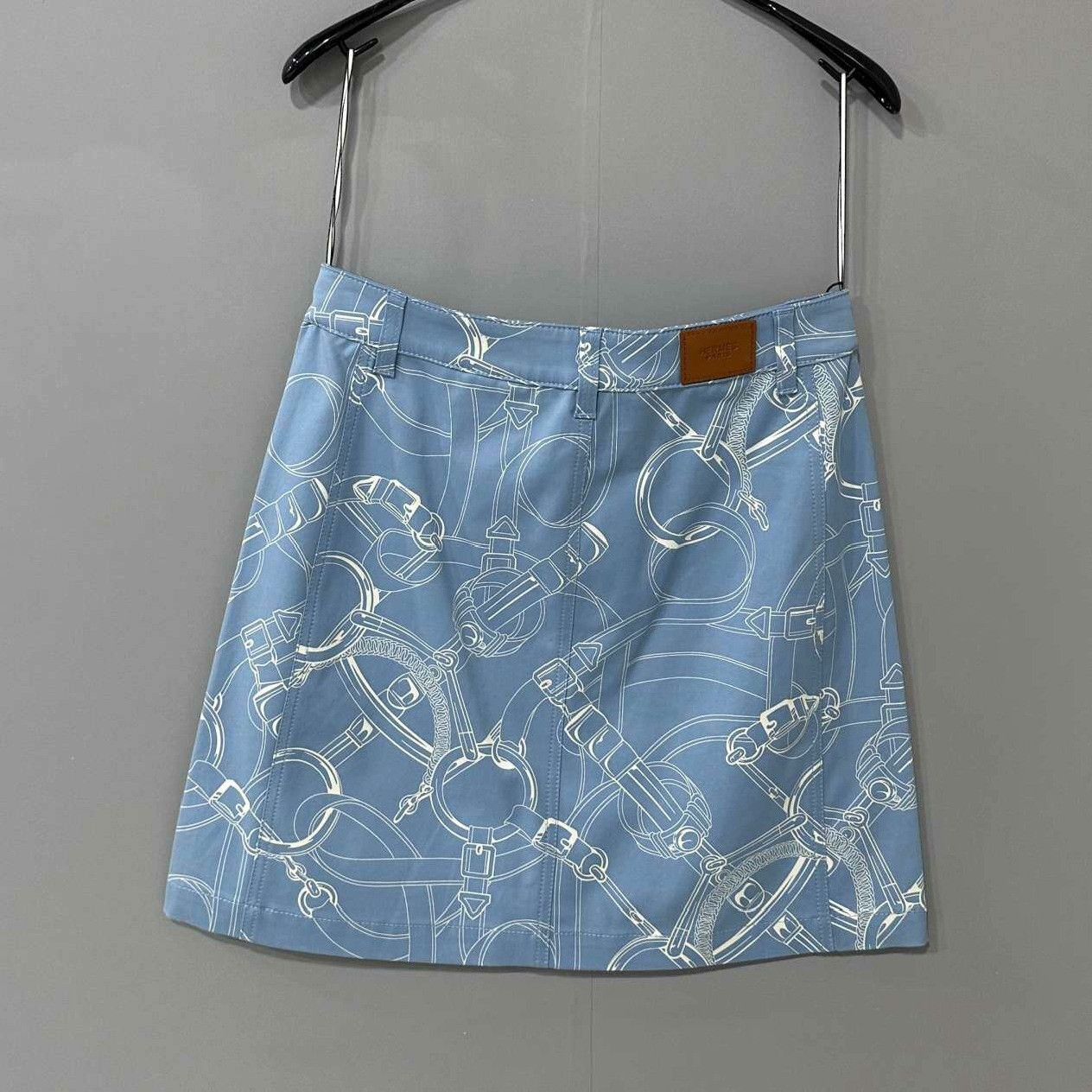 Hermes Hermes Denim Printed Blue Skirt 28 Women Size 28" / US 6 / IT 42 - 3 Thumbnail