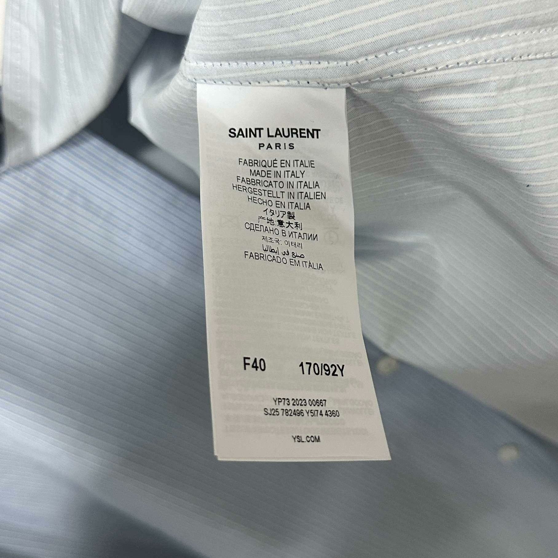 Saint Laurent Paris Saint Laurent Paris Patchwork Striped Blue Button Up Women Size S / US 4 / IT 40 - 5 Thumbnail