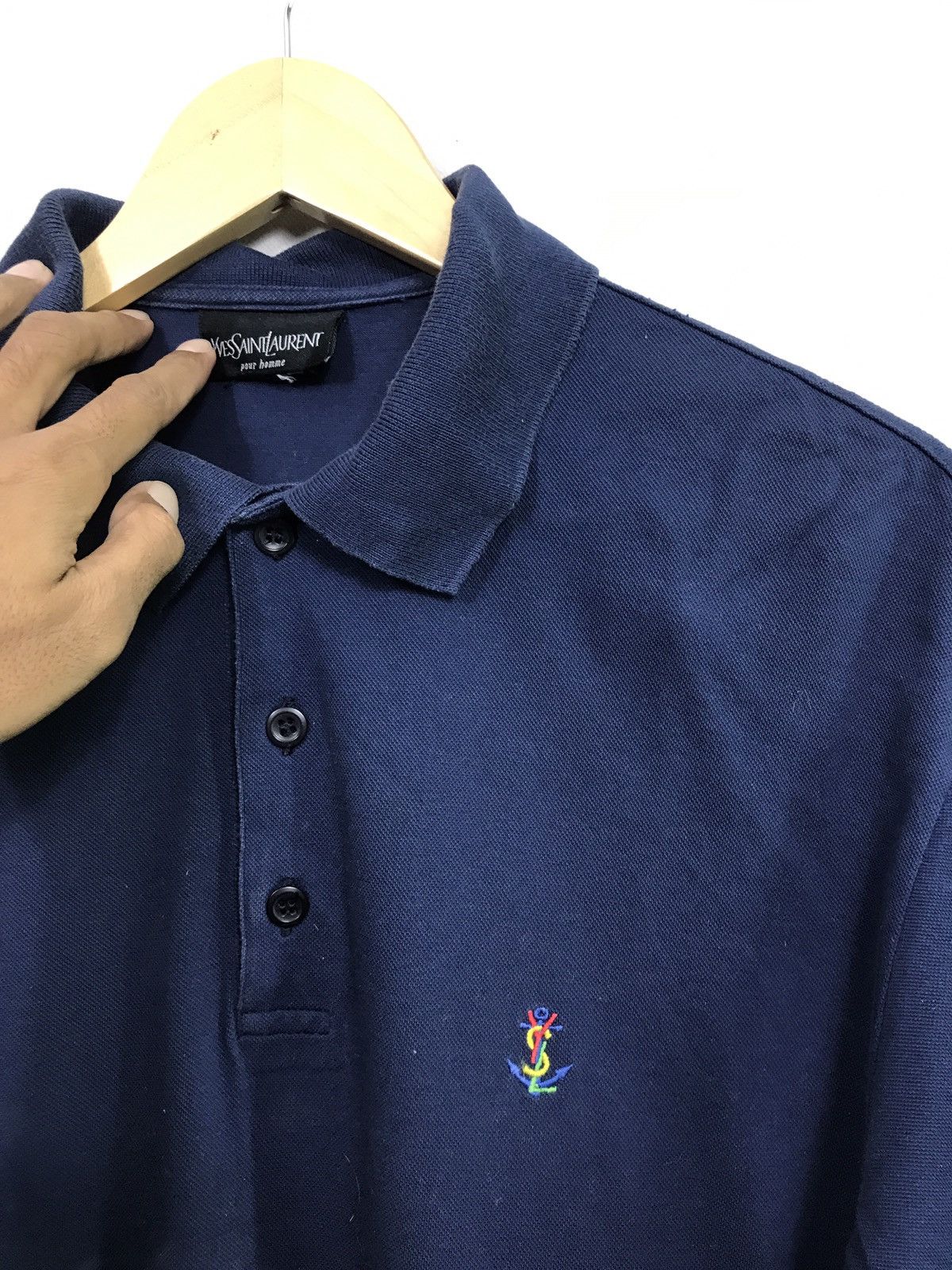 Saint Laurent Paris × Yves Saint Laurent YVES SAINT LAURENT POUR HOMME MARINE POLO MADE IN ITALY Size US M / EU 48-50 / 2 - 4 Thumbnail