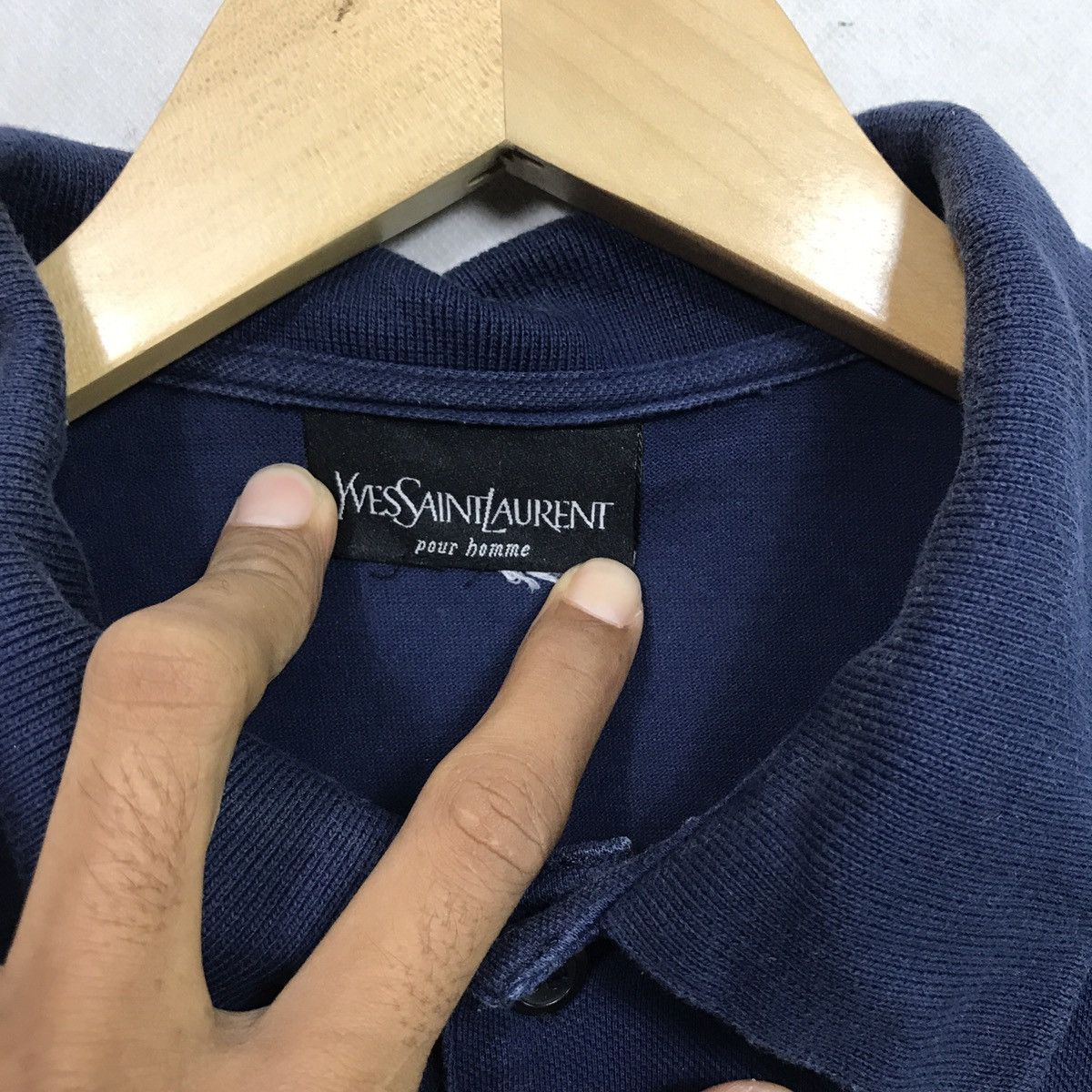 Saint Laurent Paris × Yves Saint Laurent YVES SAINT LAURENT POUR HOMME MARINE POLO MADE IN ITALY Size US M / EU 48-50 / 2 - 6 Thumbnail