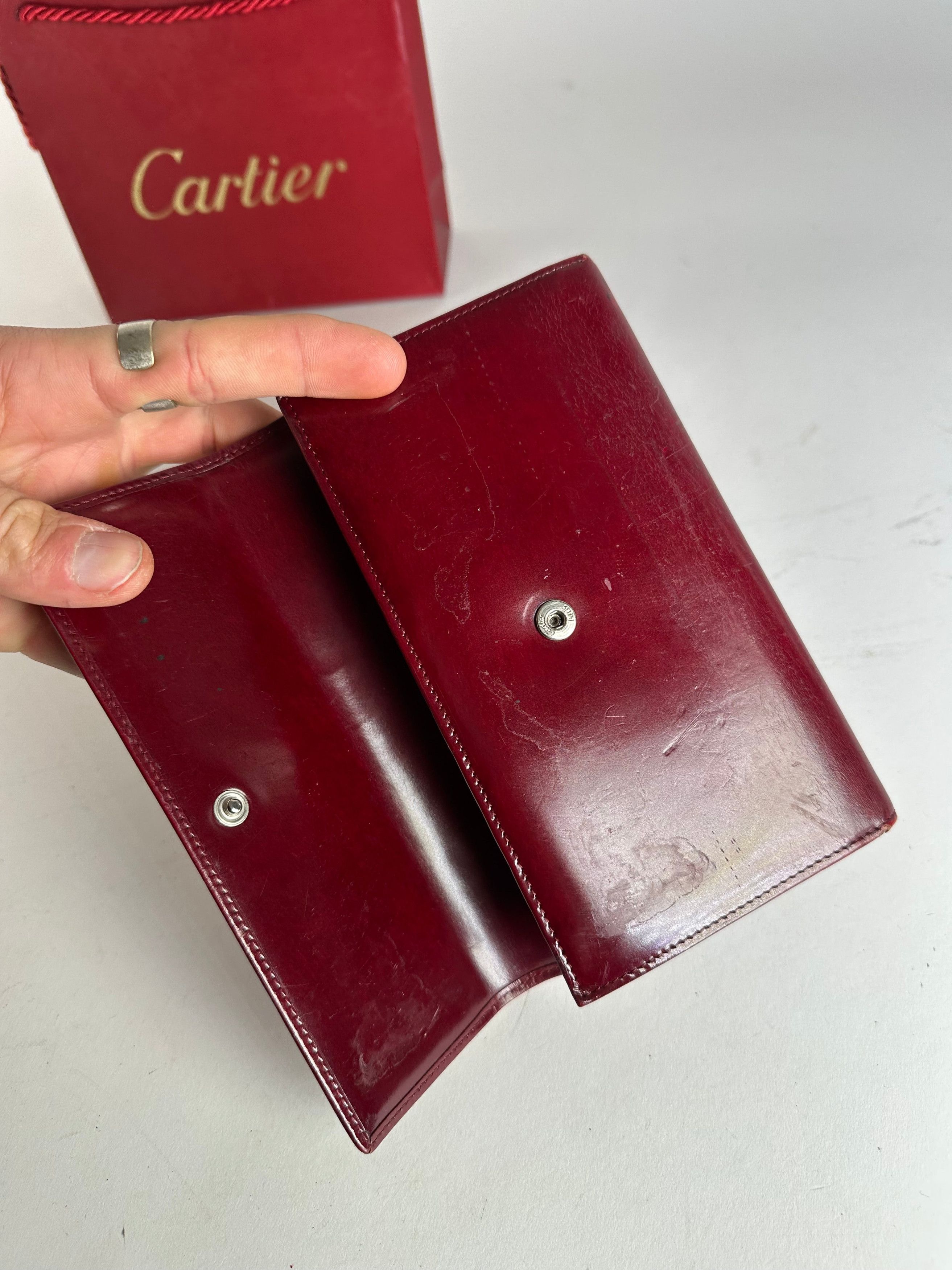 Other Vintage Cartier Panthere Patent Leather Long Wallet burgundy Size ONE SIZE - 3 Thumbnail