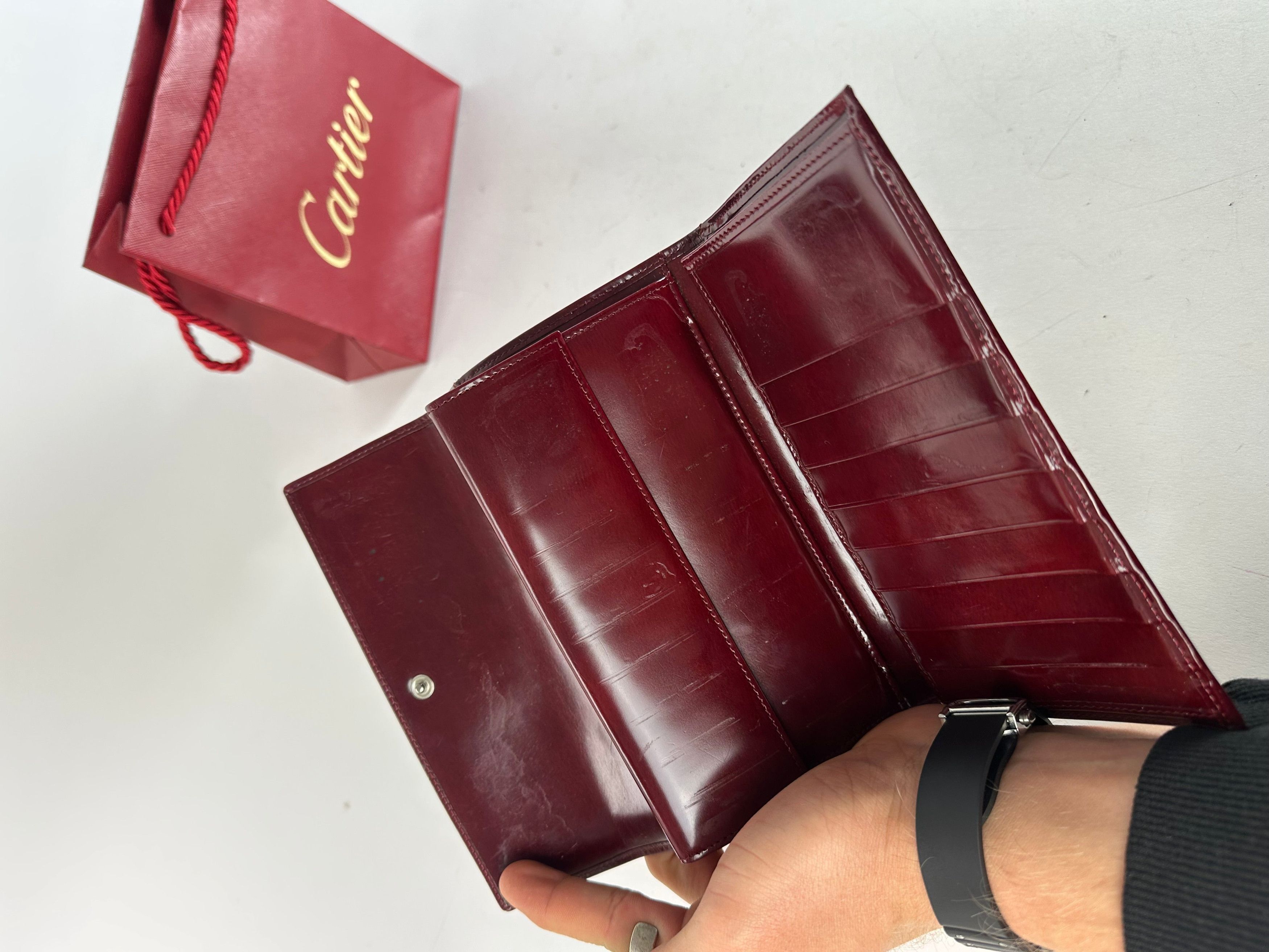 Other Vintage Cartier Panthere Patent Leather Long Wallet burgundy Size ONE SIZE - 4 Thumbnail