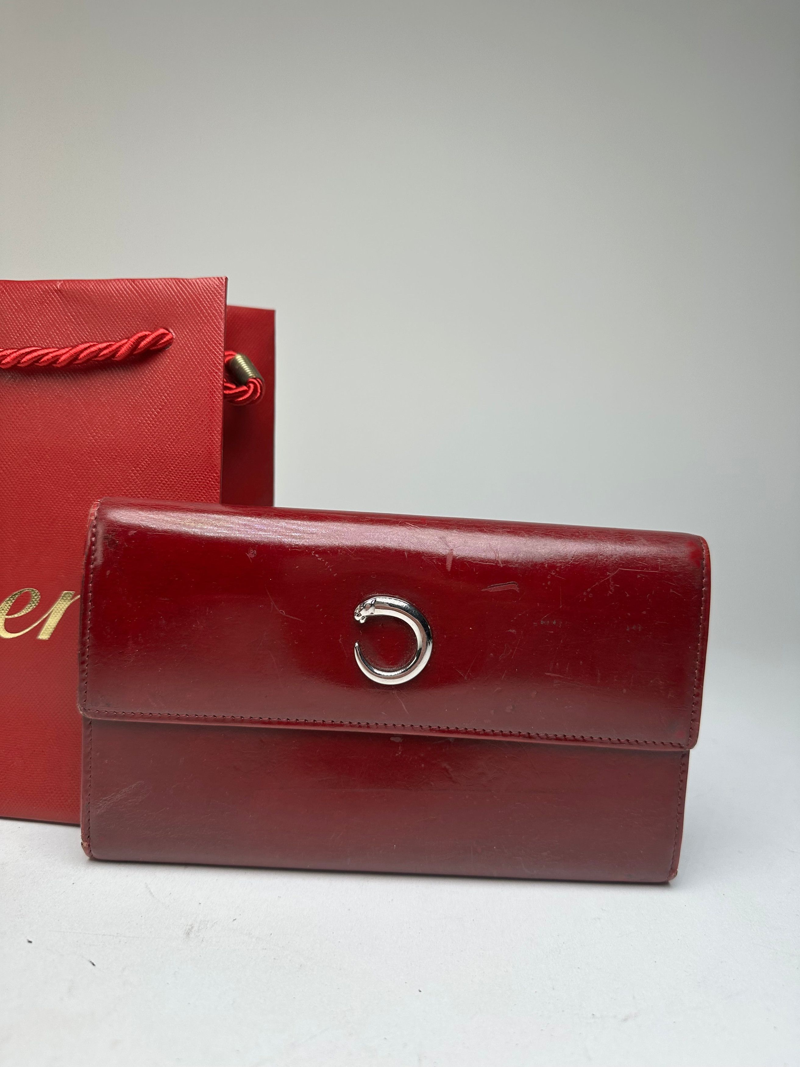 Other Vintage Cartier Panthere Patent Leather Long Wallet burgundy Size ONE SIZE - 5 Thumbnail