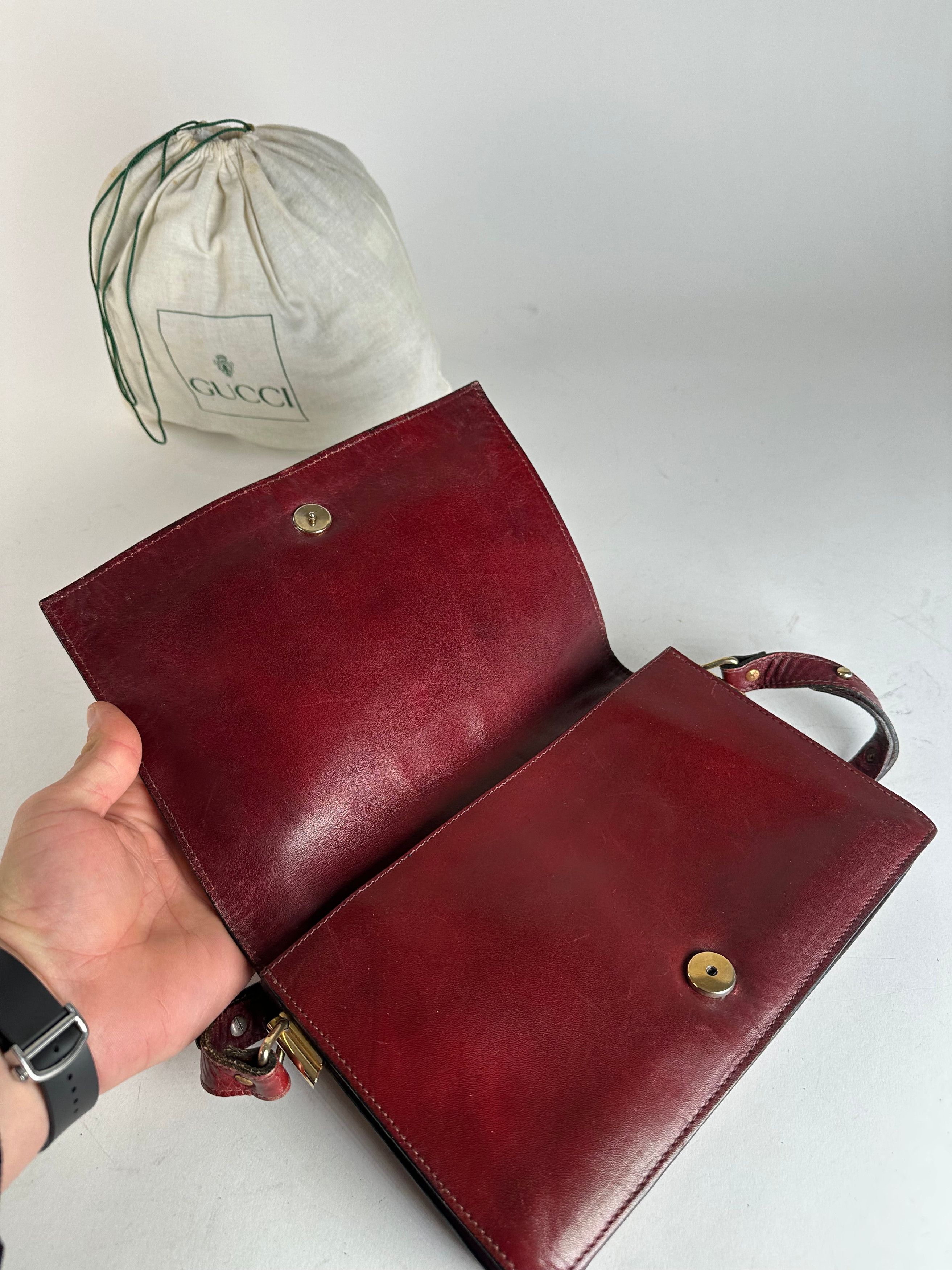 Gucci Vintage Horsebit 2Way Bag Burgundy Size ONE SIZE - 7 Thumbnail