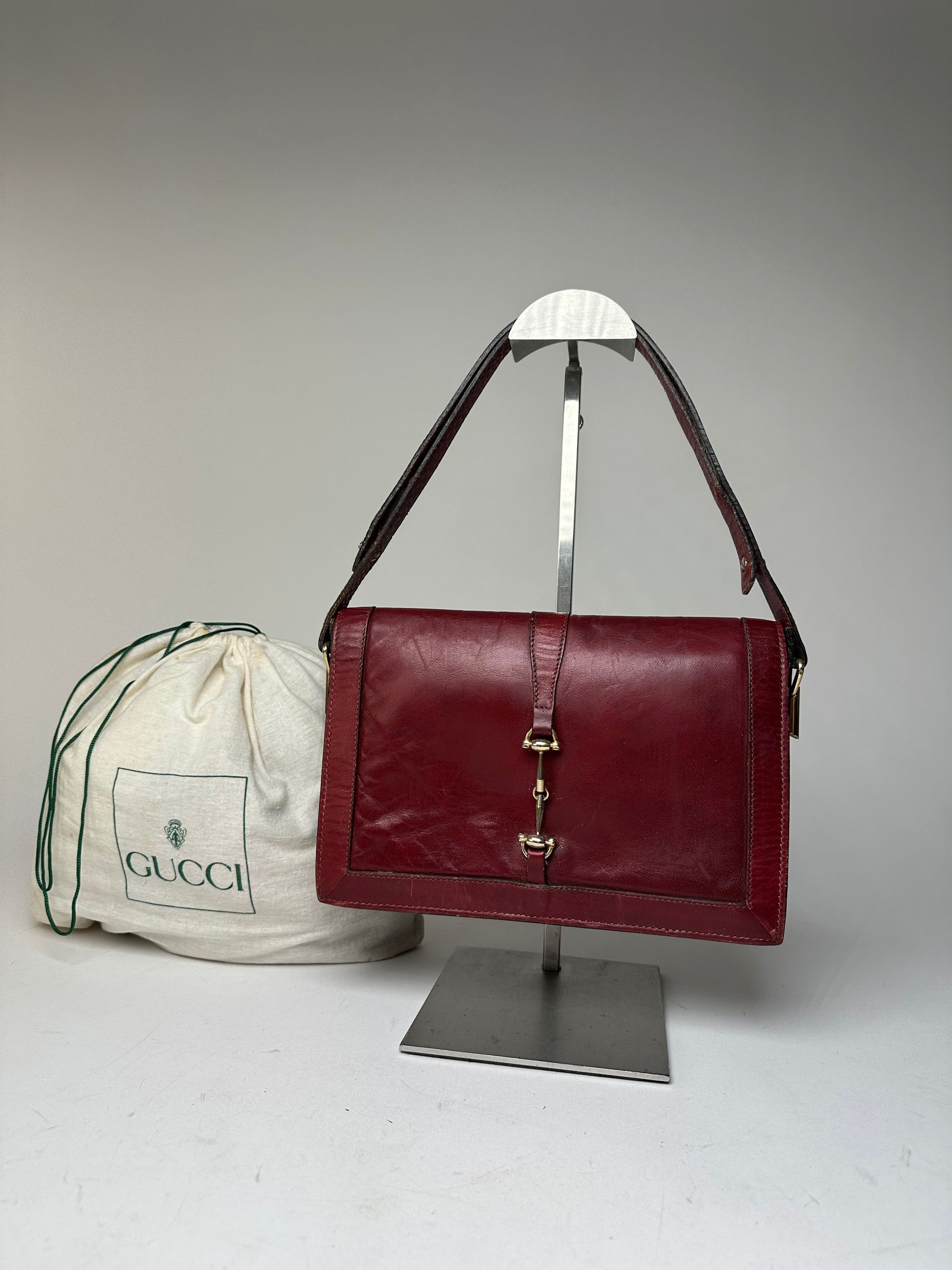 Gucci Vintage Horsebit 2Way Bag Burgundy Size ONE SIZE - 15 Thumbnail