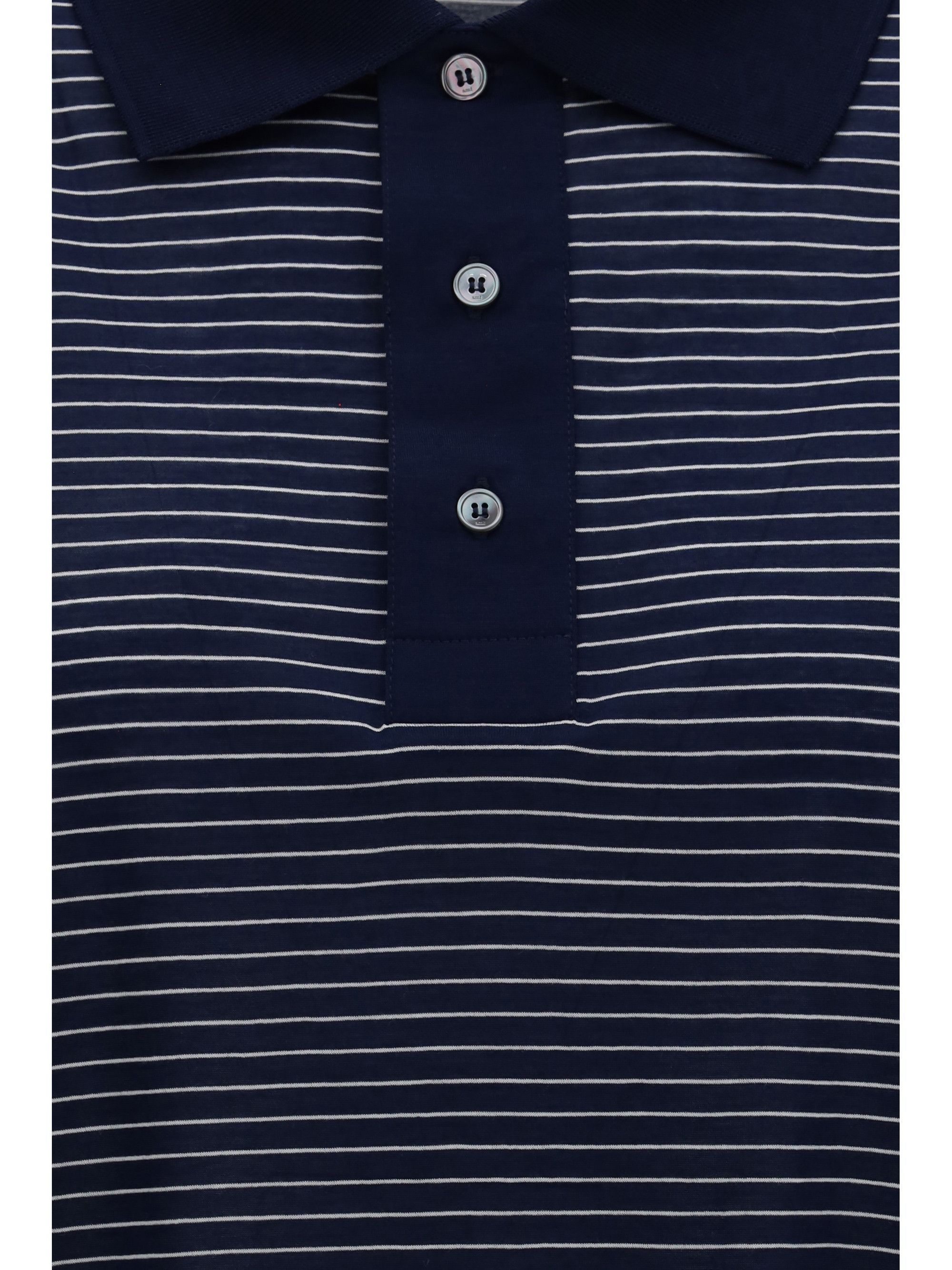 AMI Cotton Striped Ami de Coeur Polo Size L / US 10 / IT 46 - 3 Thumbnail
