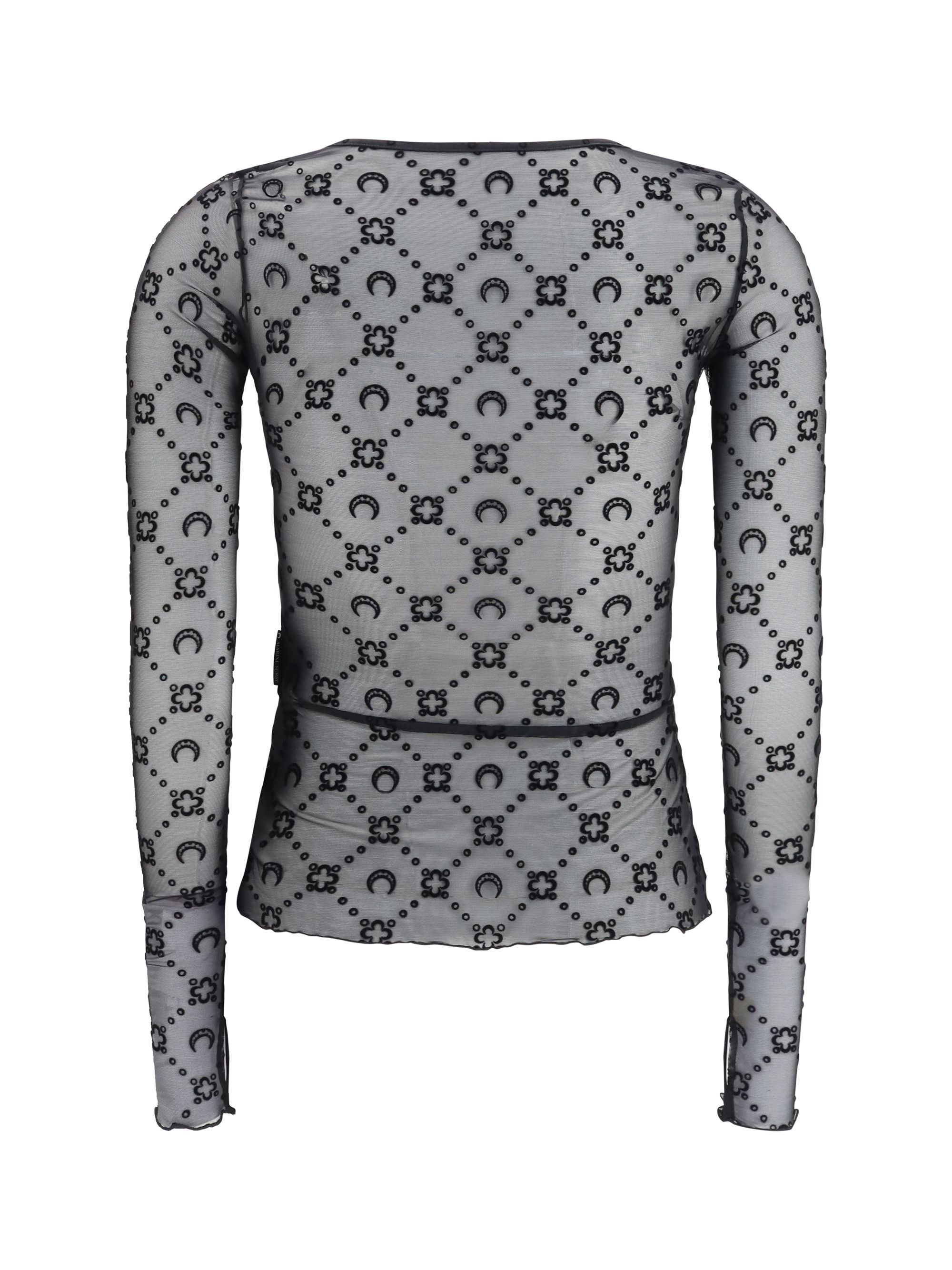 Marine Serre Moonogram Mesh Flock Long Sleeves Roundneck Top Size S / US 4 / IT 40 - 2 Thumbnail