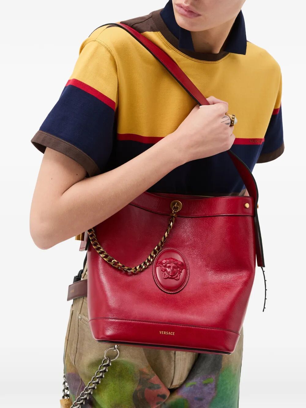Versace SMALL BUCKET CALF LEATHER BAG Size ONE SIZE - 3 Thumbnail