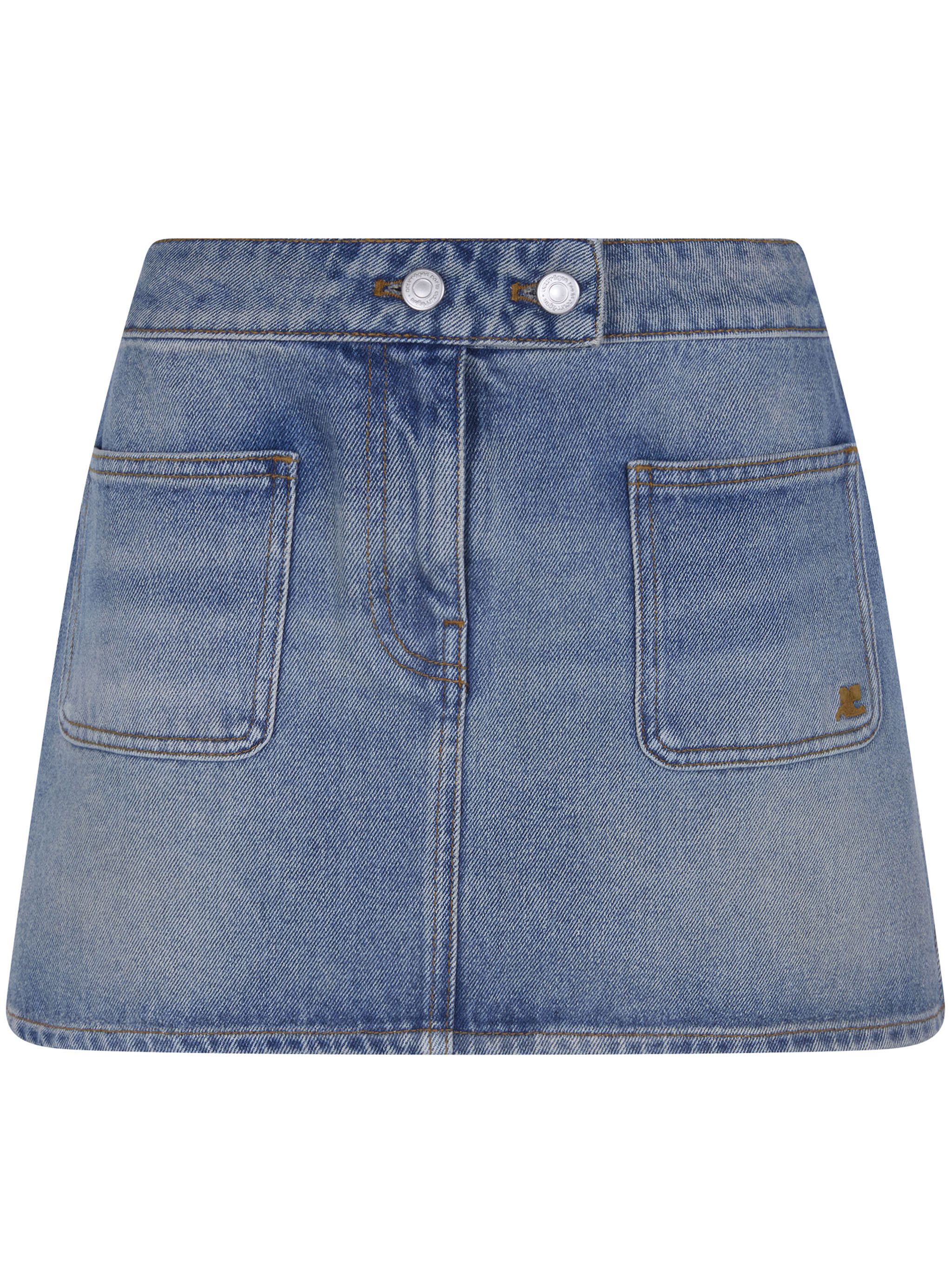 Courreges "SIGNATURE" DENIM MINI SKIRT Size 34" / US 12 / IT 48 - 6 Thumbnail