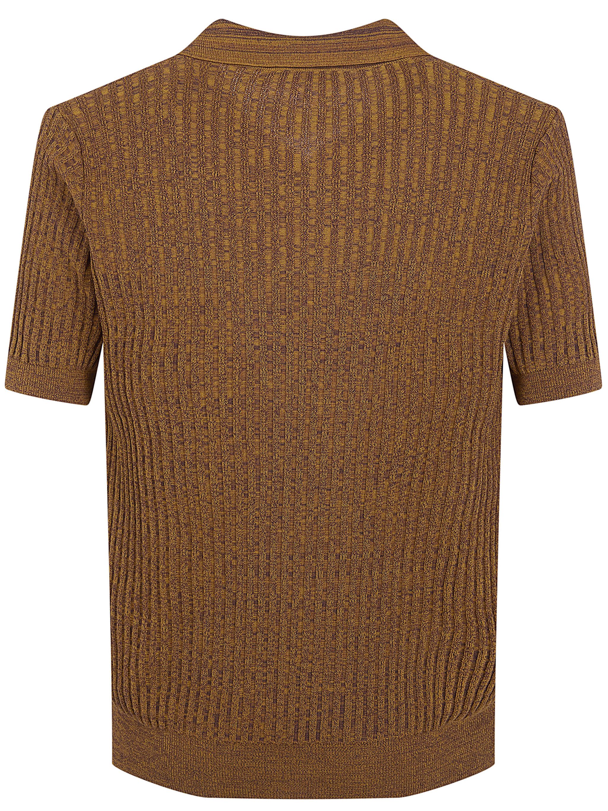 Nuur SHORT SLEEVED POLO NECK MOULINE T-SHIRT Size US XL / EU 56 / 4 - 2 Thumbnail
