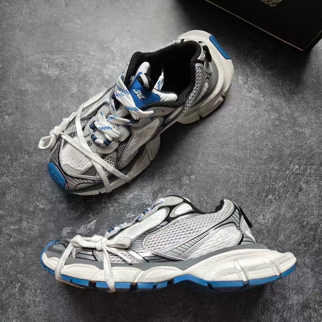 Balenciaga Balenciaga Distressed Blue Lowtop Sneakers XXXL Men Size US 10 / EU 43 - 4 Thumbnail