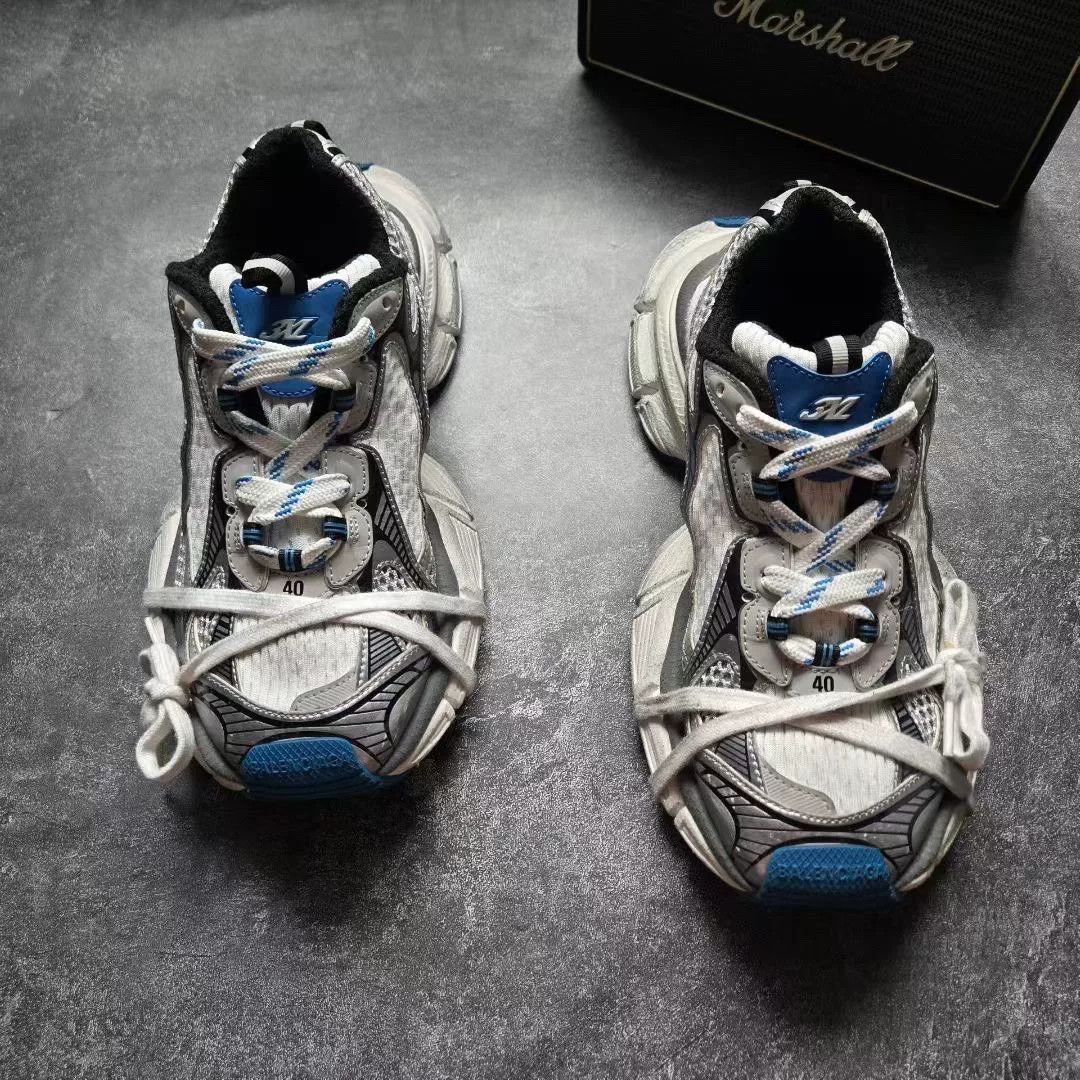 Balenciaga Balenciaga Distressed Blue Lowtop Sneakers XXXL Men Size US 10 / EU 43 - 3 Thumbnail