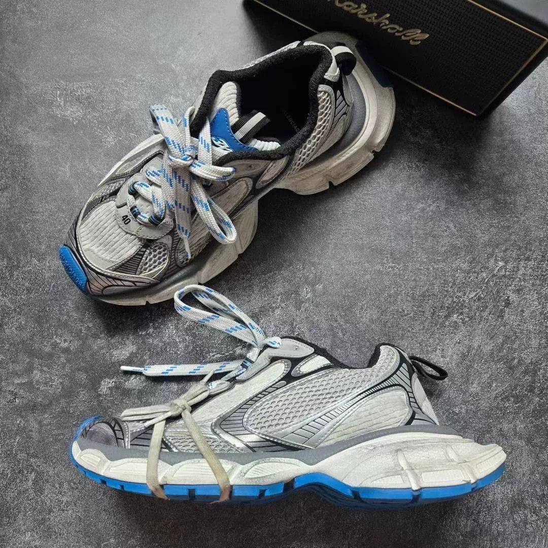 Balenciaga Balenciaga Distressed Blue Lowtop Sneakers XXXL Men Size US 10 / EU 43 - 4 Thumbnail